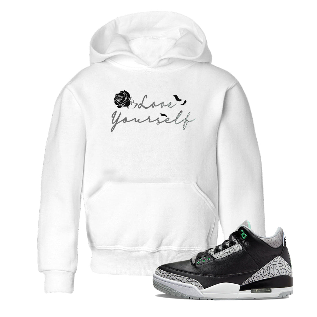 Love Yourself snkmatch Tees Kids - Air Jordan 3 Green Glow