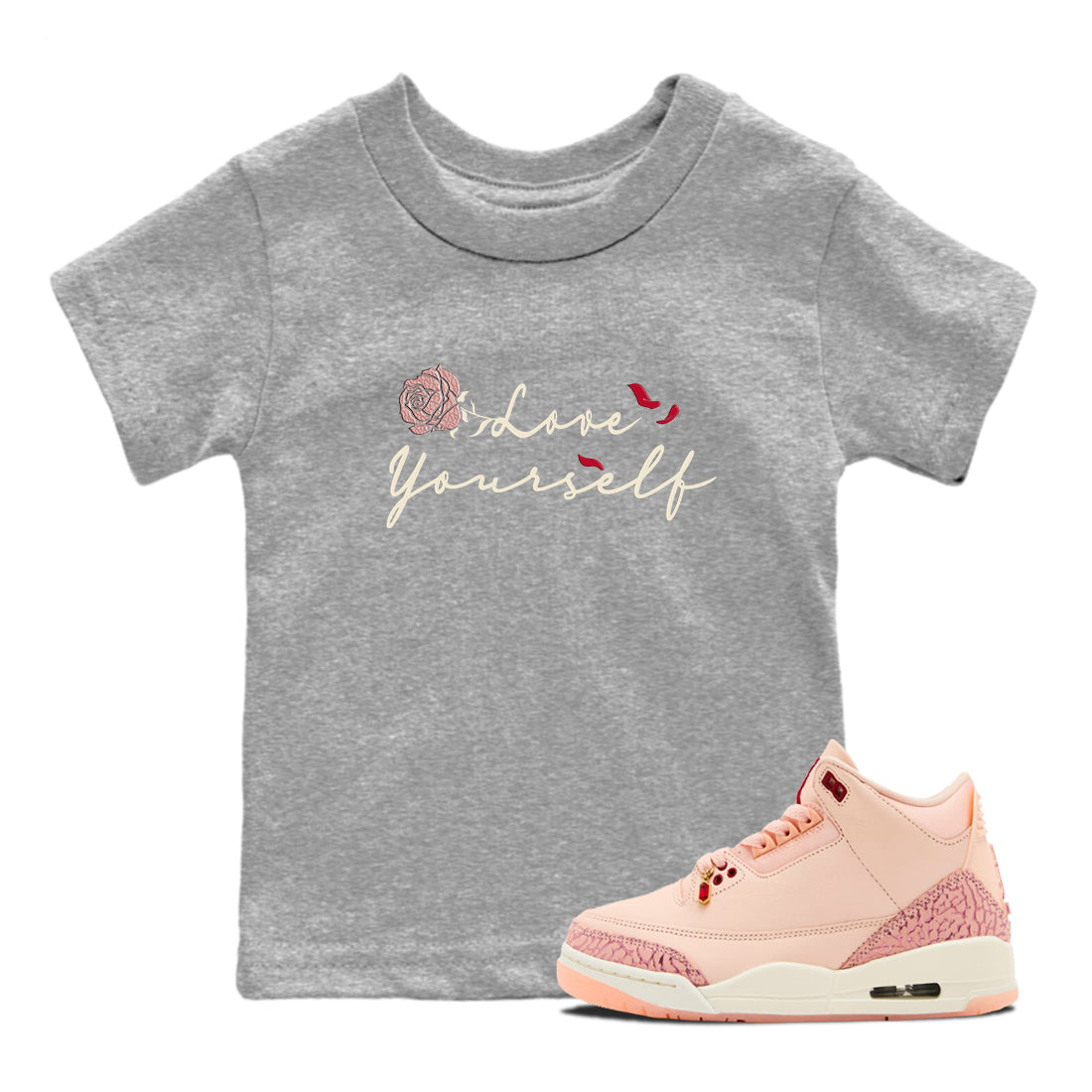 Love Yourself snkmatch Tees Kids - Air Jordan 3 Valentines Day