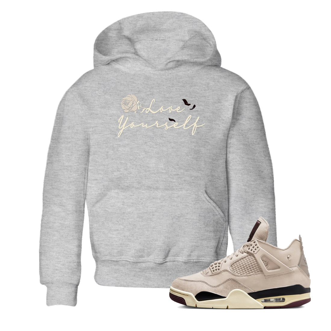 Love Yourself snkmatch Tees Kids - Air Jordan 4 A Ma Maniere x Fossil Stone