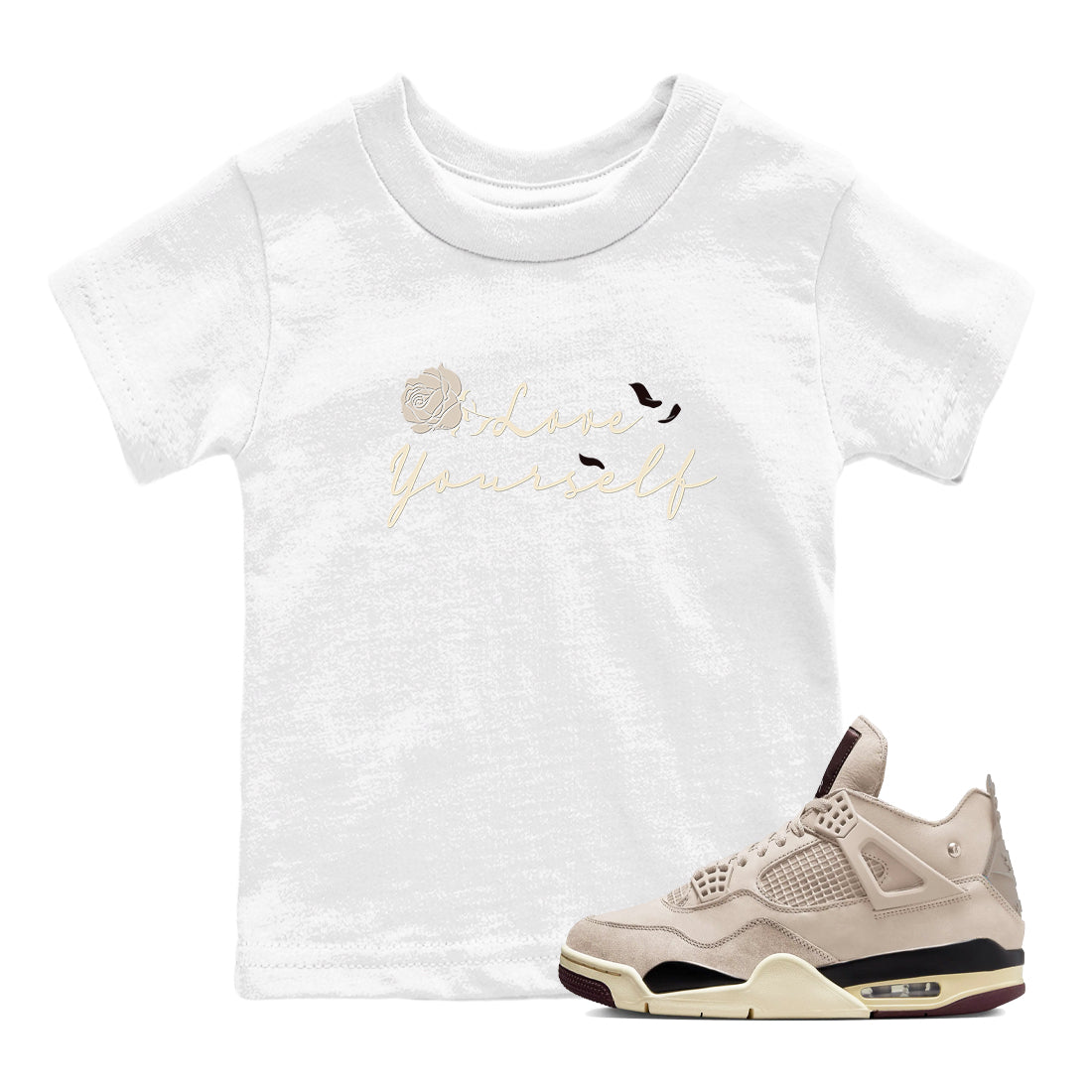 Love Yourself snkmatch Tees Kids - Air Jordan 4 A Ma Maniere x Fossil Stone