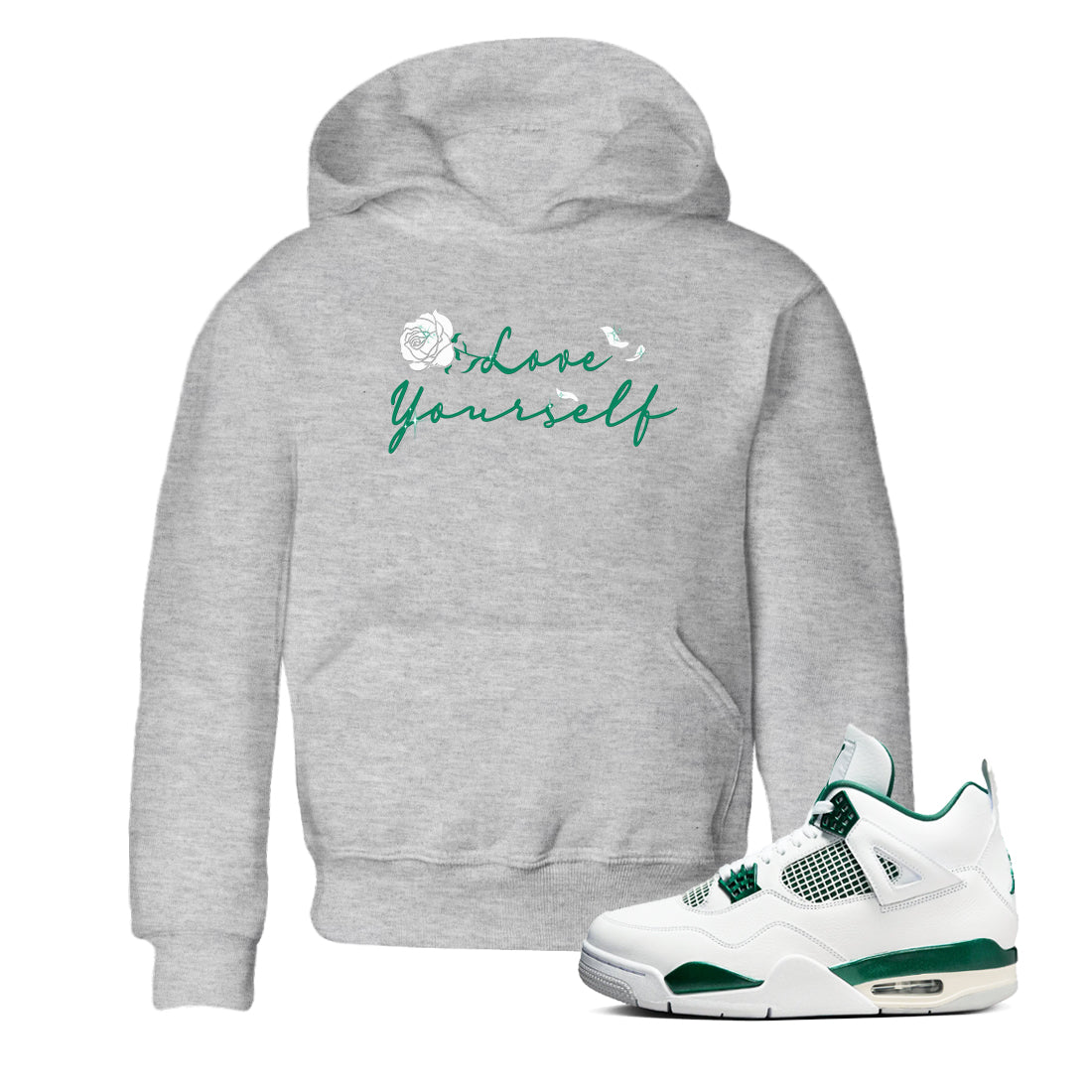 Love Yourself snkmatch Tees Kids - Air Jordan 4 Oxidized Green