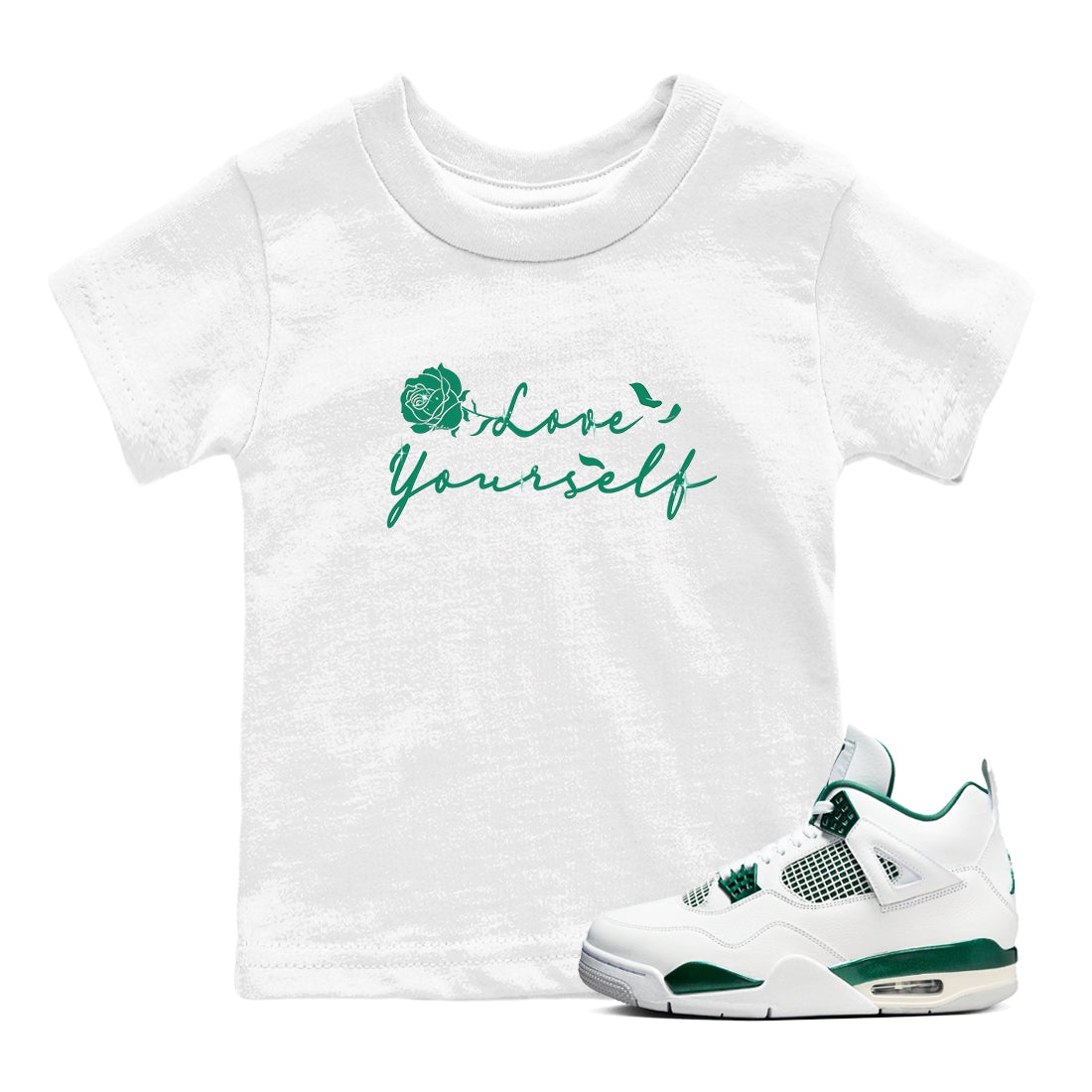 Love Yourself snkmatch Tees Kids - Air Jordan 4 Oxidized Green