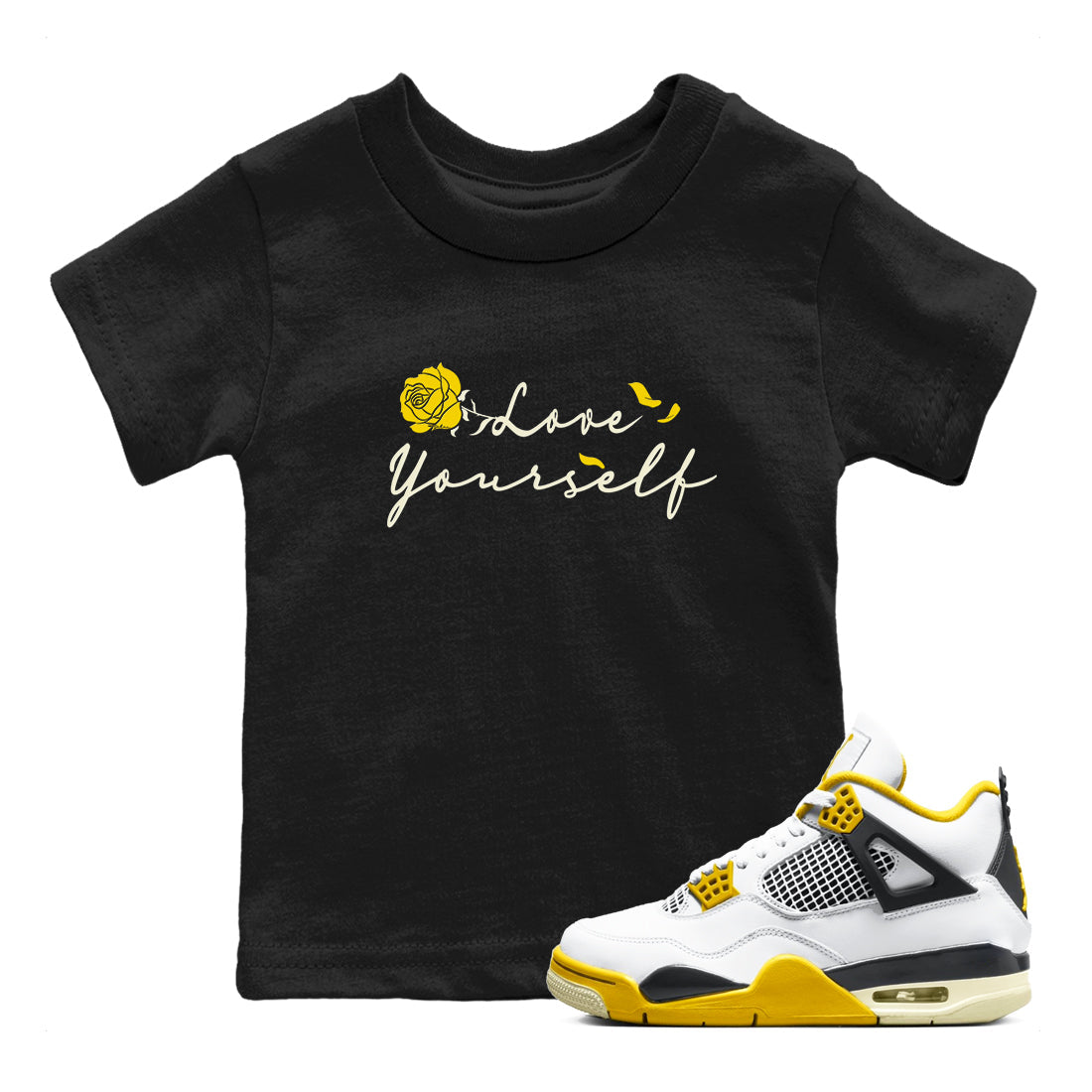 Love Yourself snkmatch Tees Kids - Air Jordan 4 Vivid Sulfur