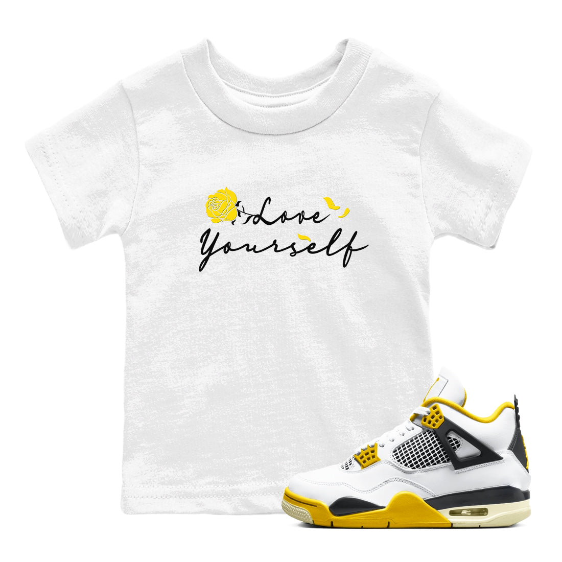 Love Yourself snkmatch Tees Kids - Air Jordan 4 Vivid Sulfur