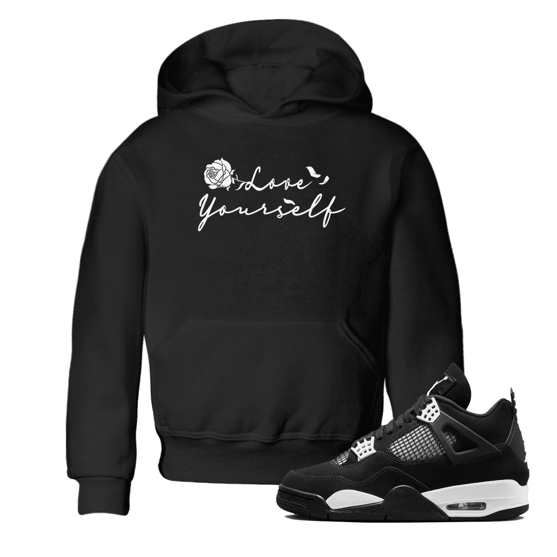 Love Yourself snkmatch Tees Kids - Air Jordan 4 White Thunder