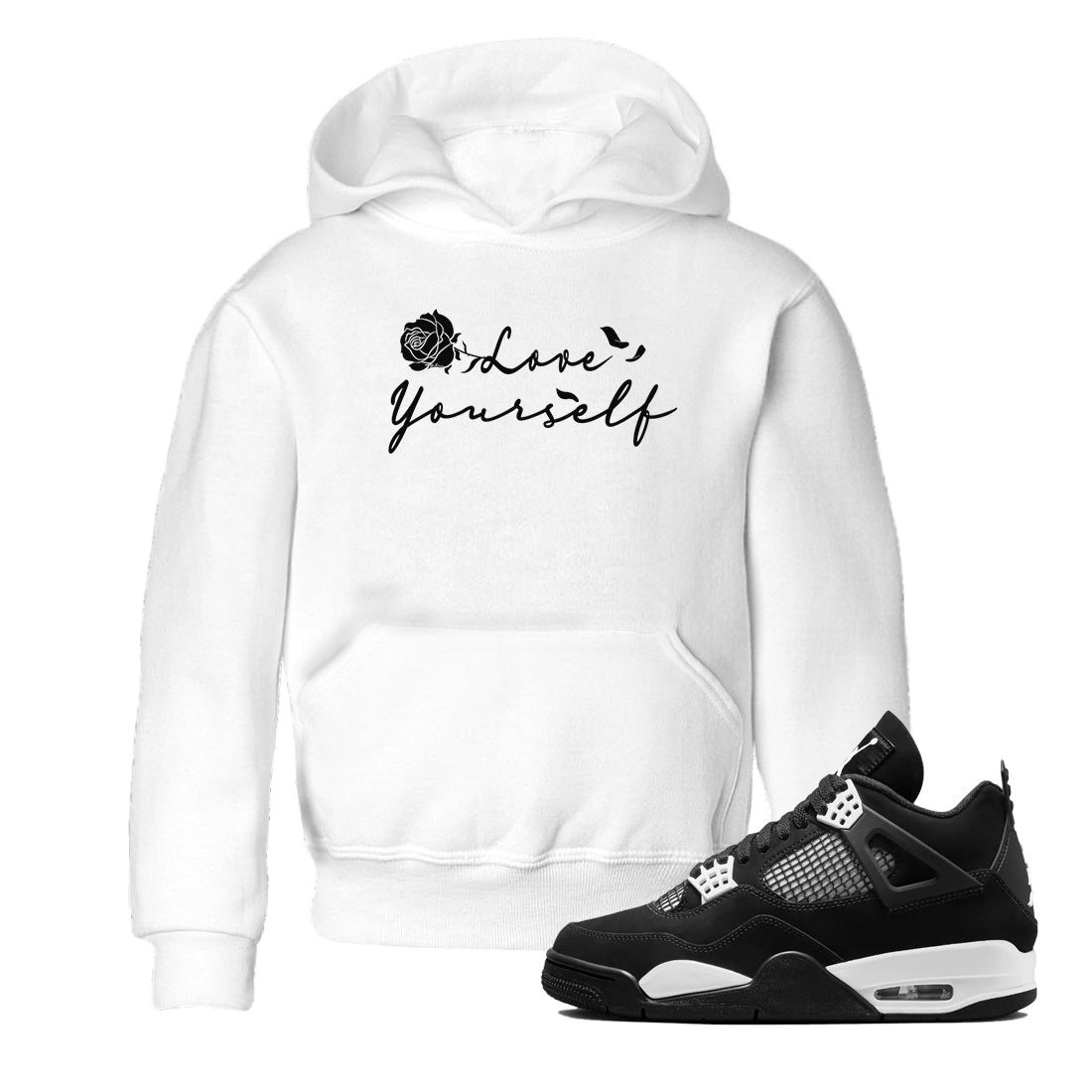Love Yourself snkmatch Tees Kids - Air Jordan 4 White Thunder