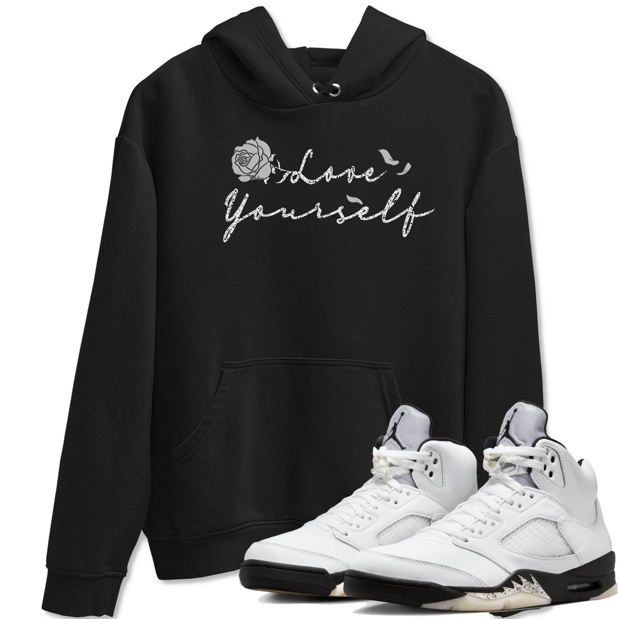Love Yourself snkmatch Tees - Air Jordan 5 White Black