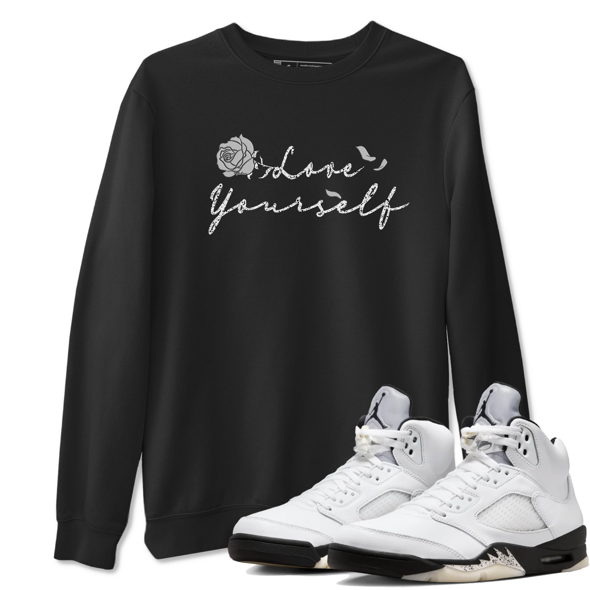 Love Yourself snkmatch Tees - Air Jordan 5 White Black