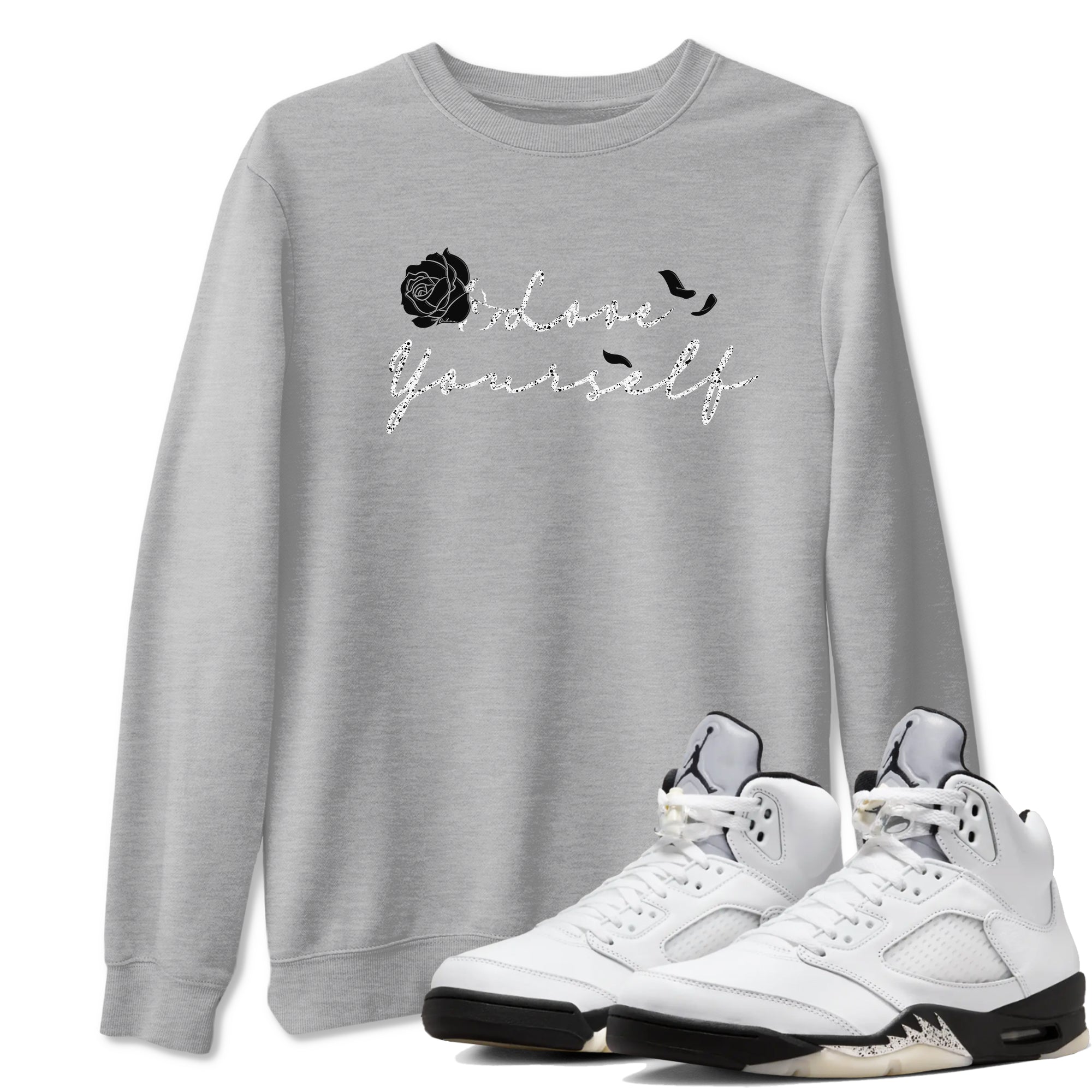 Love Yourself snkmatch Tees - Air Jordan 5 White Black