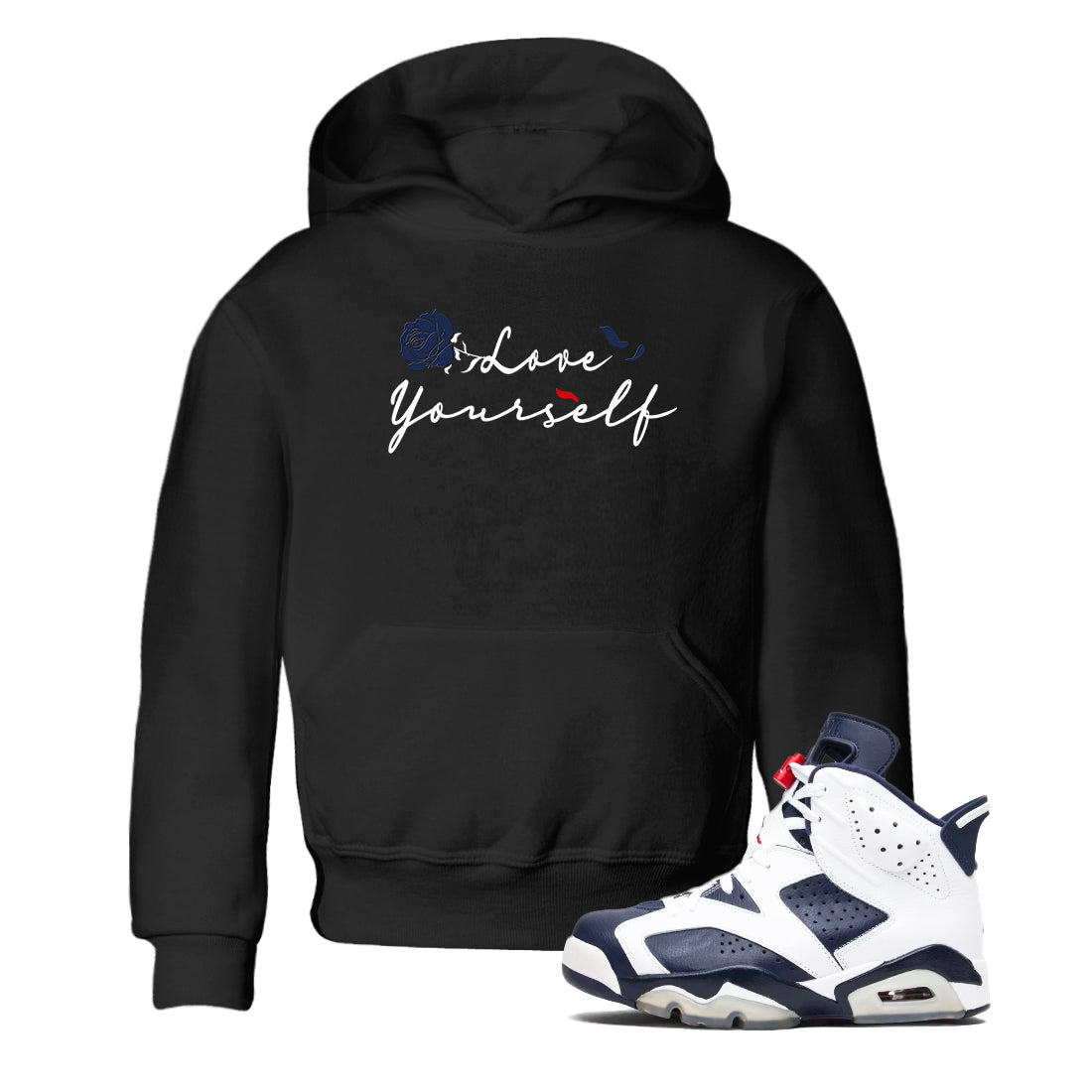 Love Yourself snkmatch Tees Kids - Air Jordan 6 White And Midnight Navy