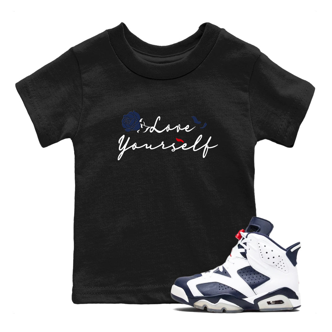 Love Yourself snkmatch Tees Kids - Air Jordan 6 White And Midnight Navy