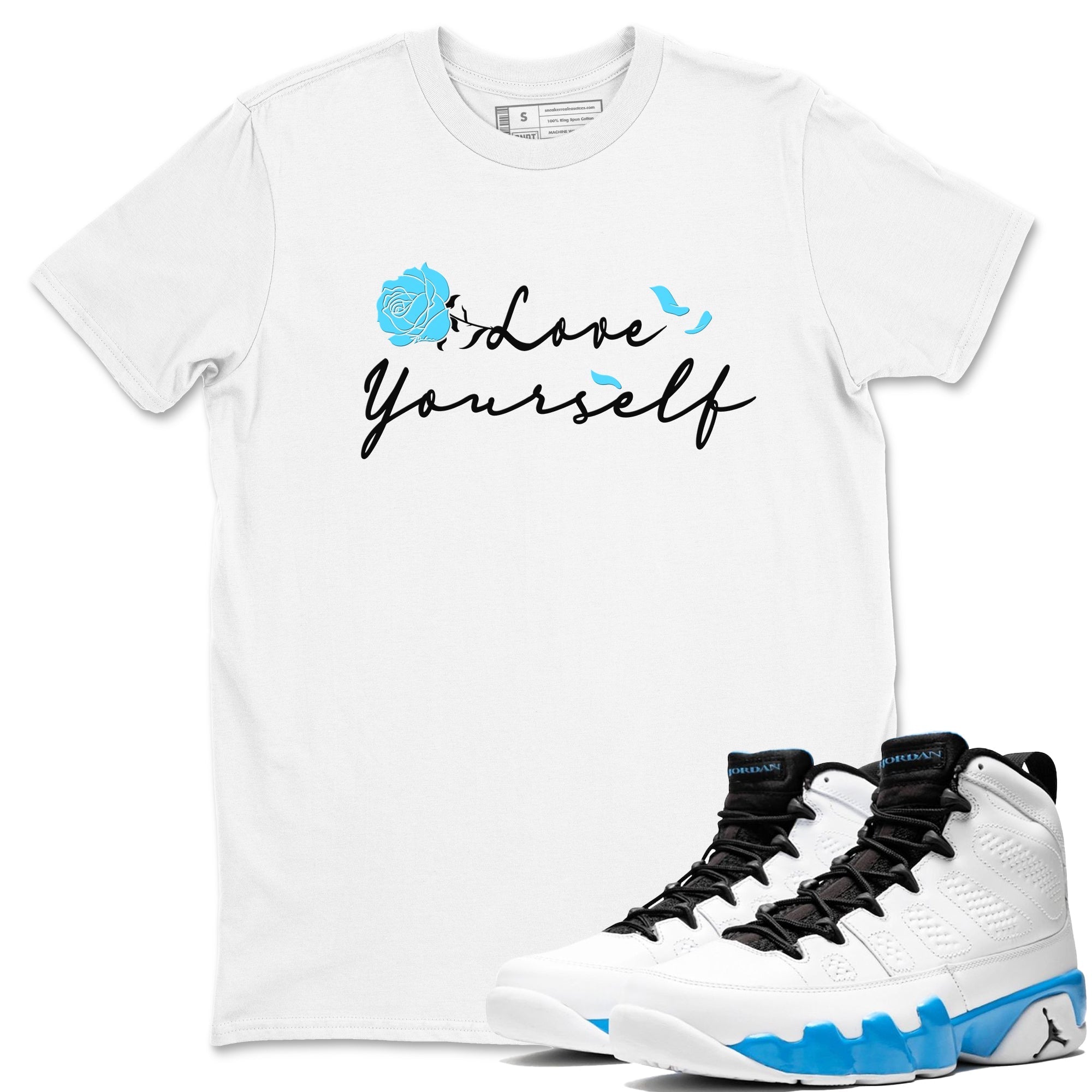 Love Yourself snkmatch Tees - Air Jordan 9 Powder Blue