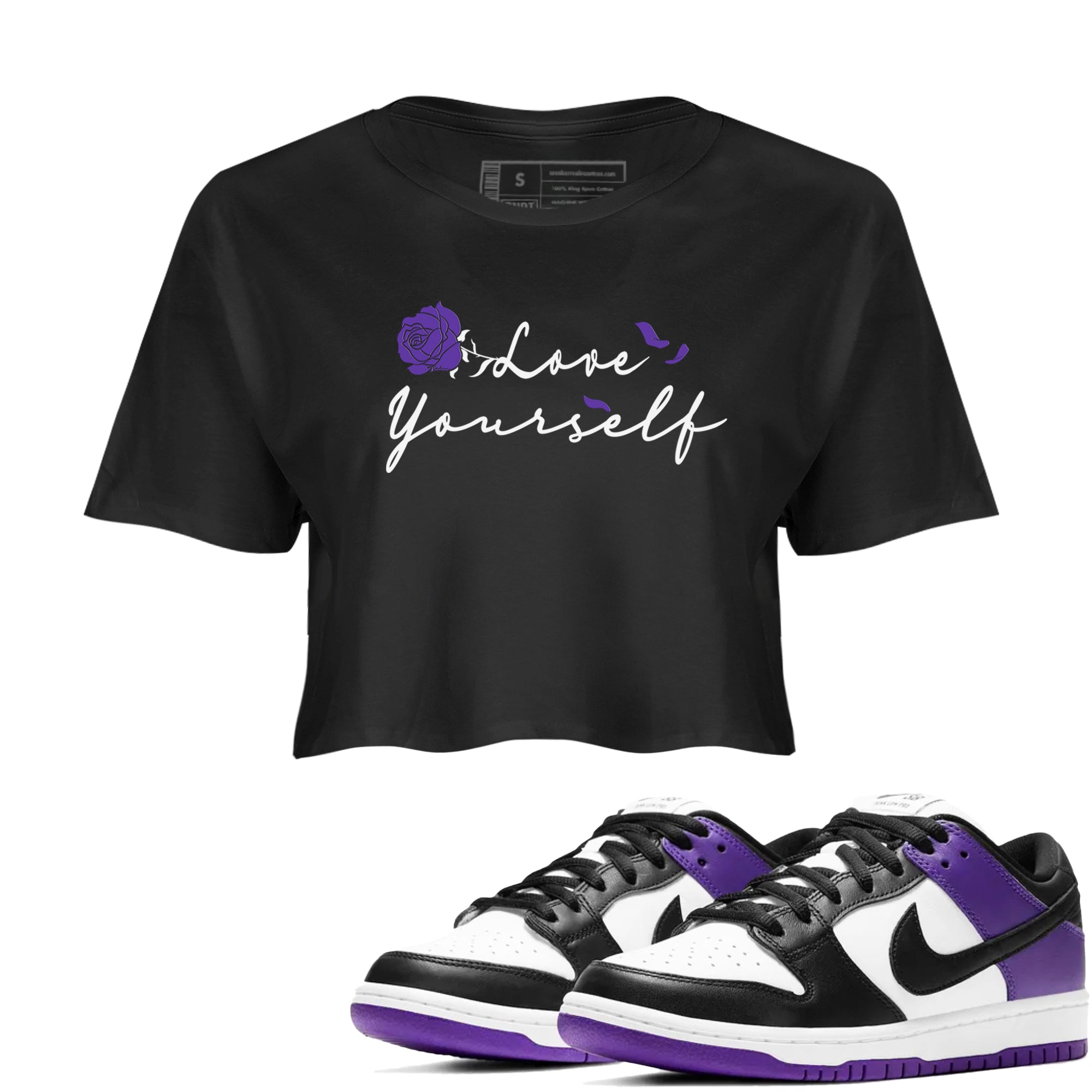 Love Yourself snkmatch Tees Crop Top - Dunk Low Court Purple