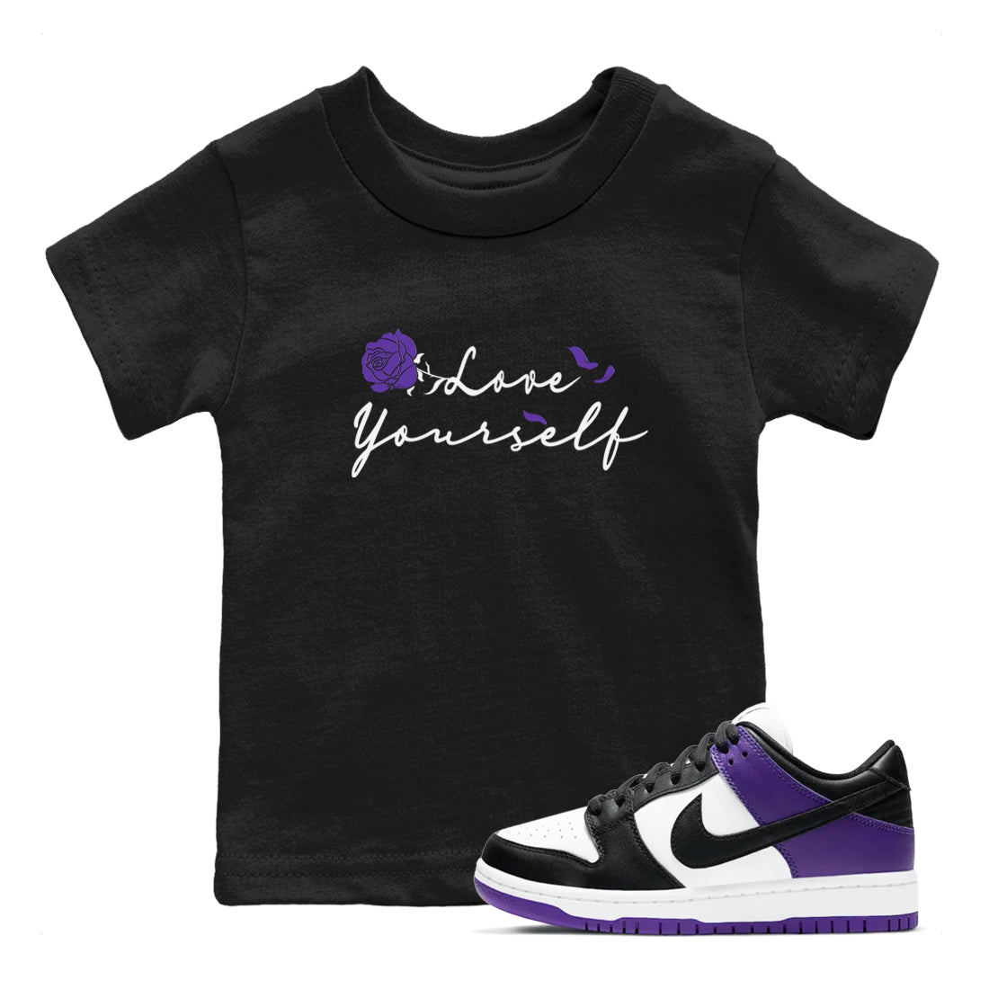 Love Yourself snkmatch Tees Kids - Dunk Low Court Purple