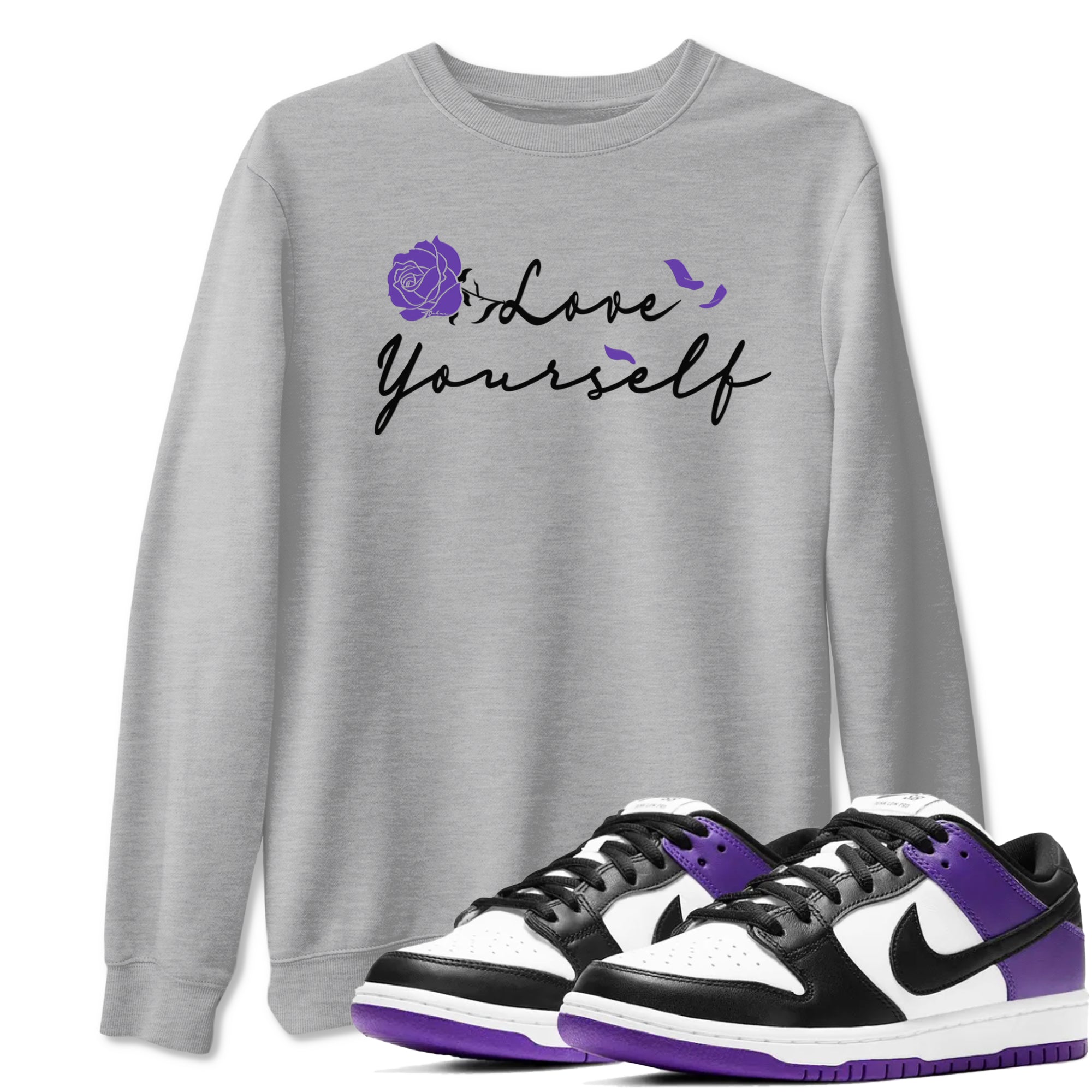 Love Yourself snkmatch Tees - Dunk Low Court Purple
