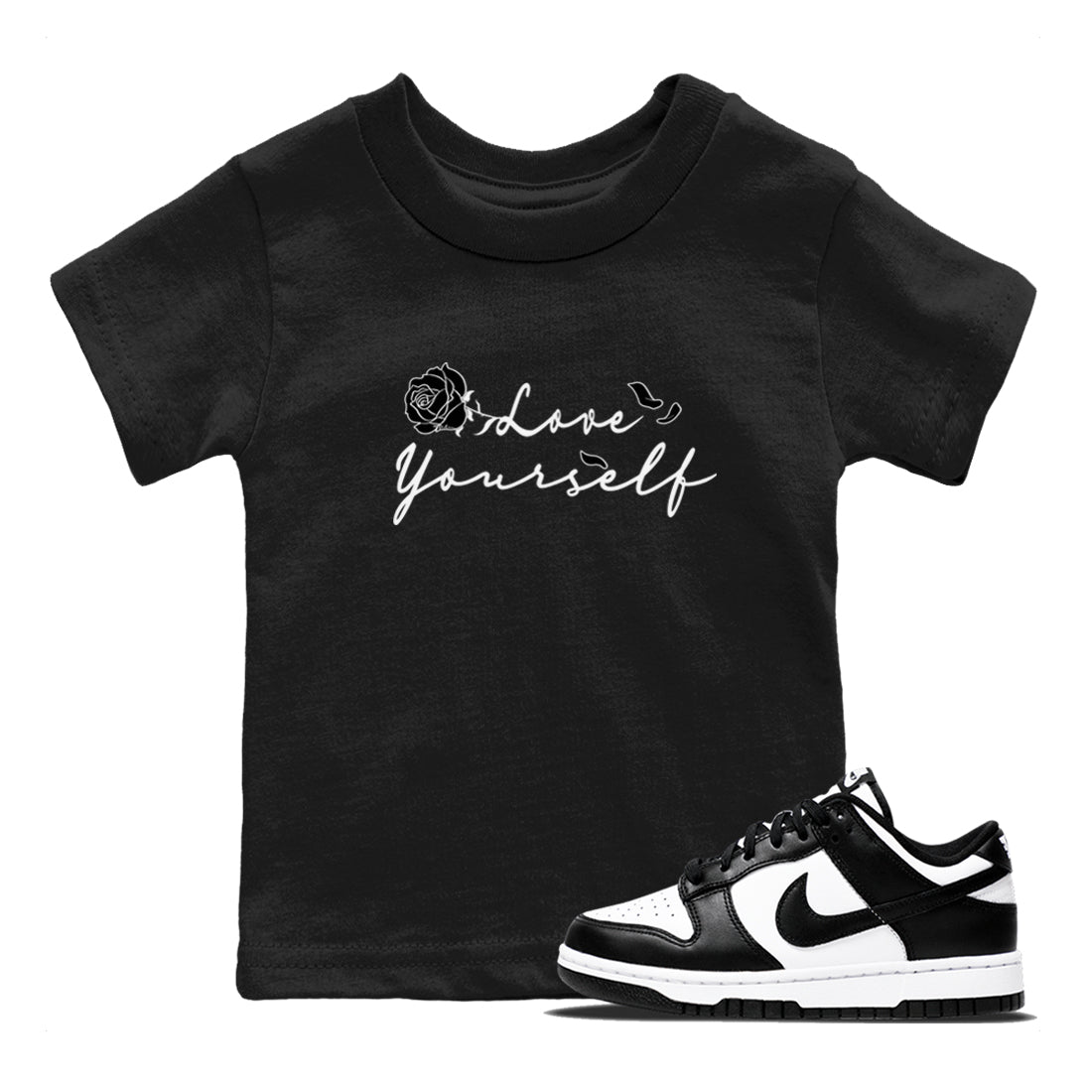 Love Yourself snkmatch Tees Kids - Dunk Low Panda