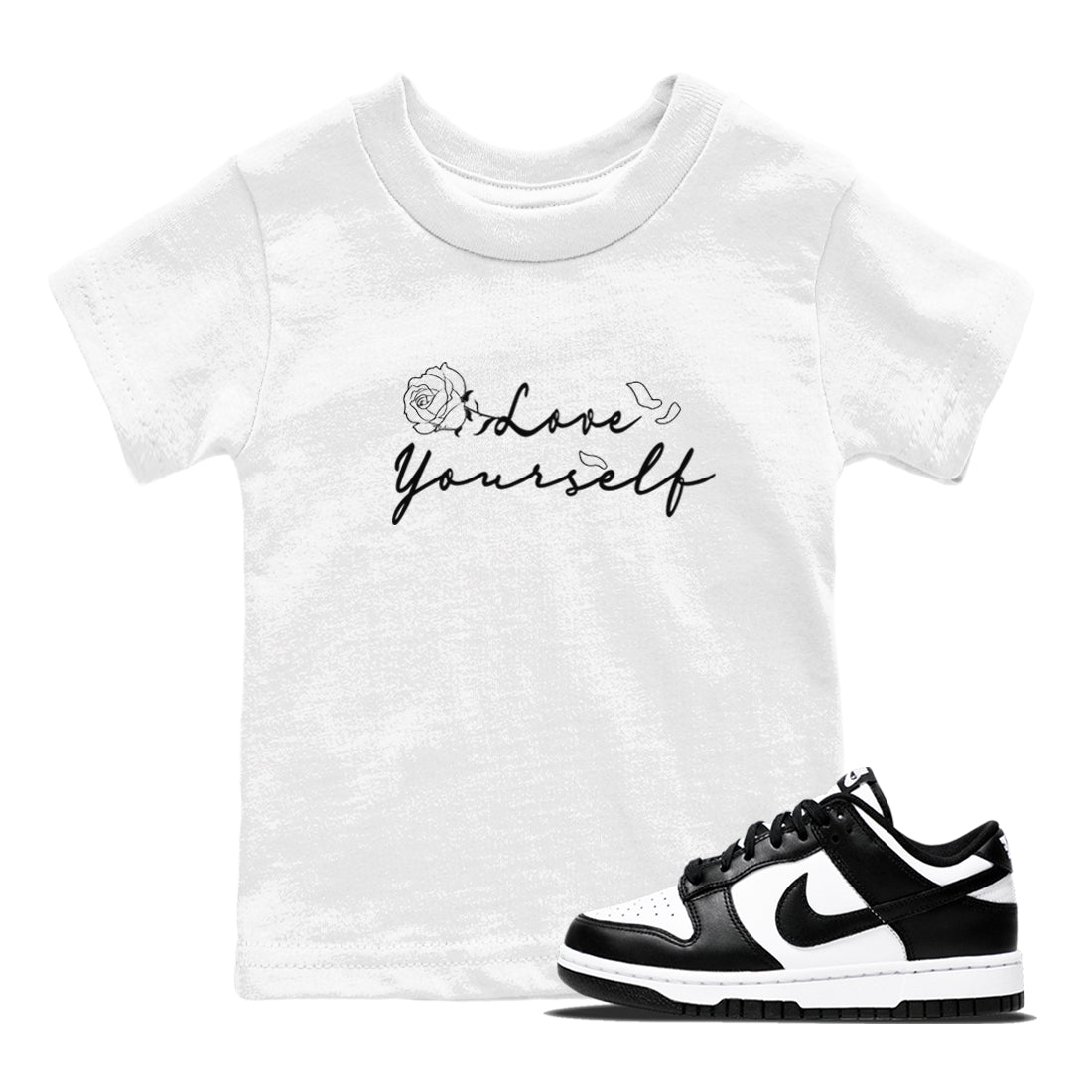 Love Yourself snkmatch Tees Kids - Dunk Low Panda