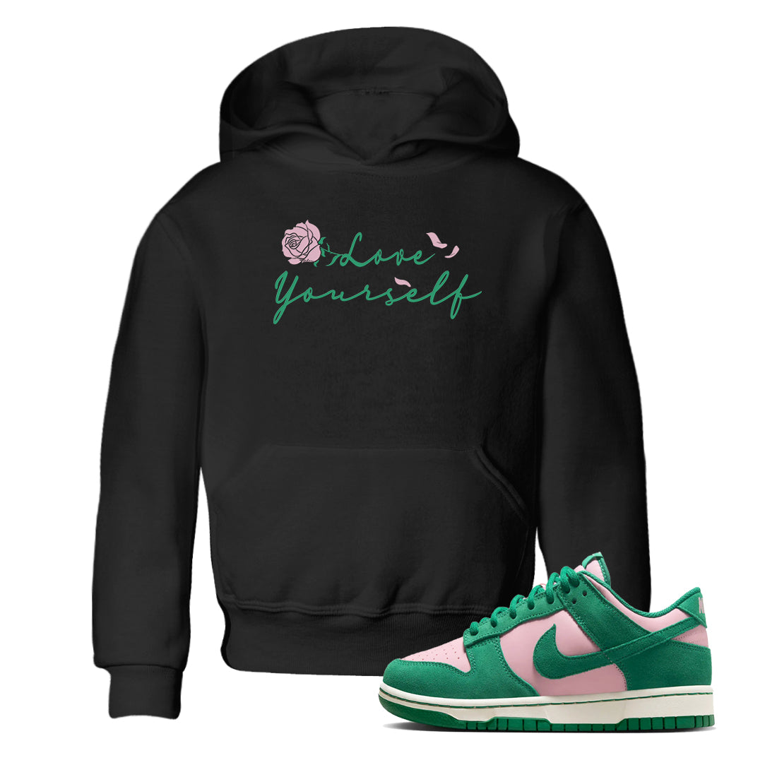 Love Yourself snkmatch Tees Kids - Dunk Medium Soft Pink Malachite