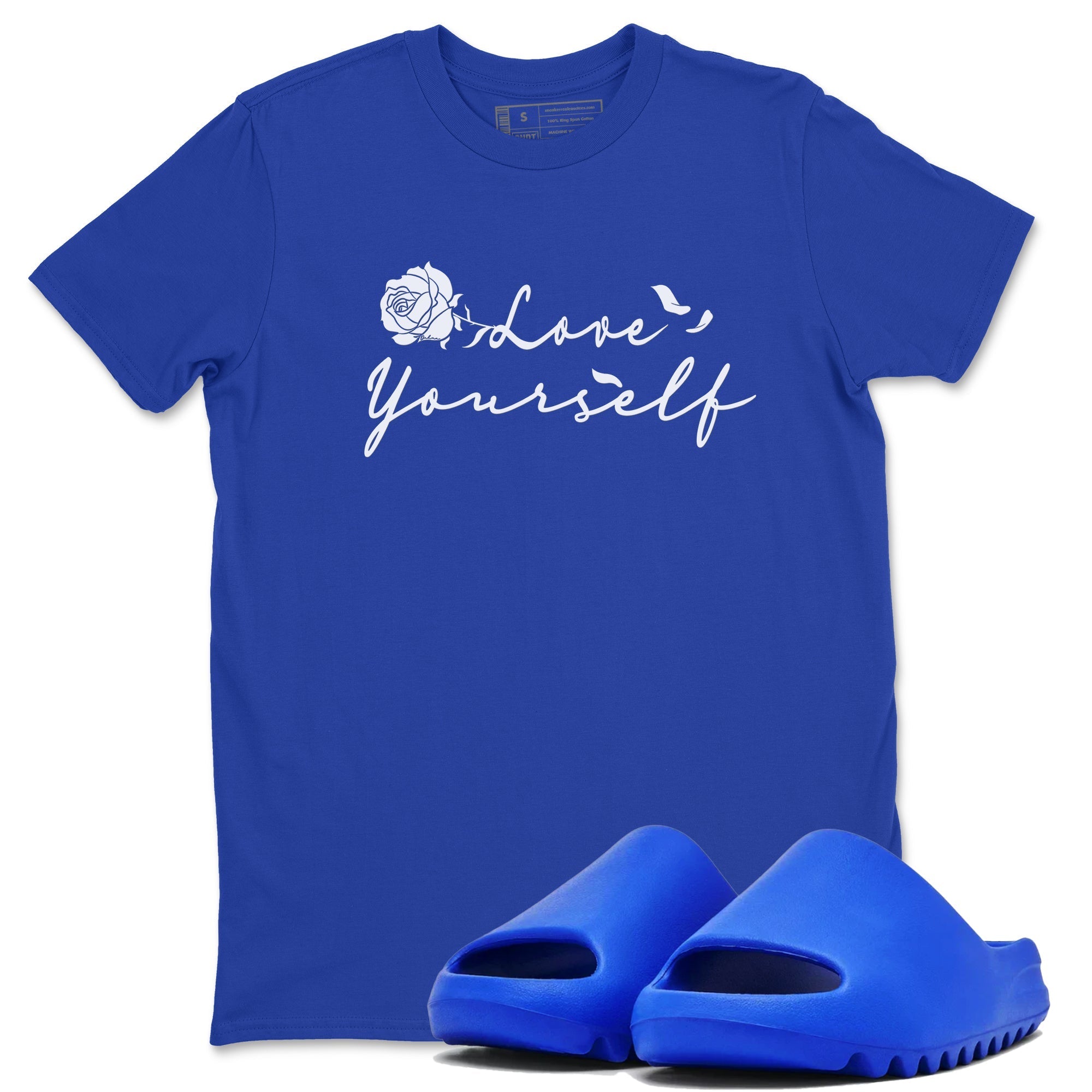 Love Yourself snkmatch Tees - Yeezy Slide Azure