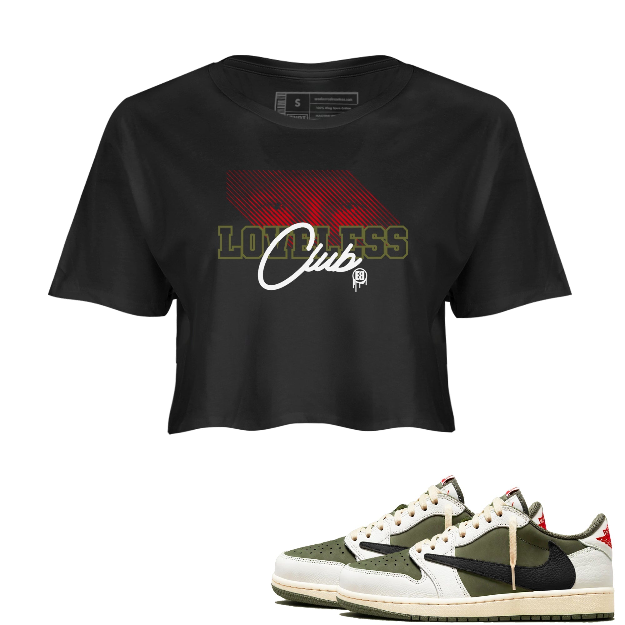 Loveless Club snkmatch Women's Top - Air Jordan 1 Travis Scott Medium Olive