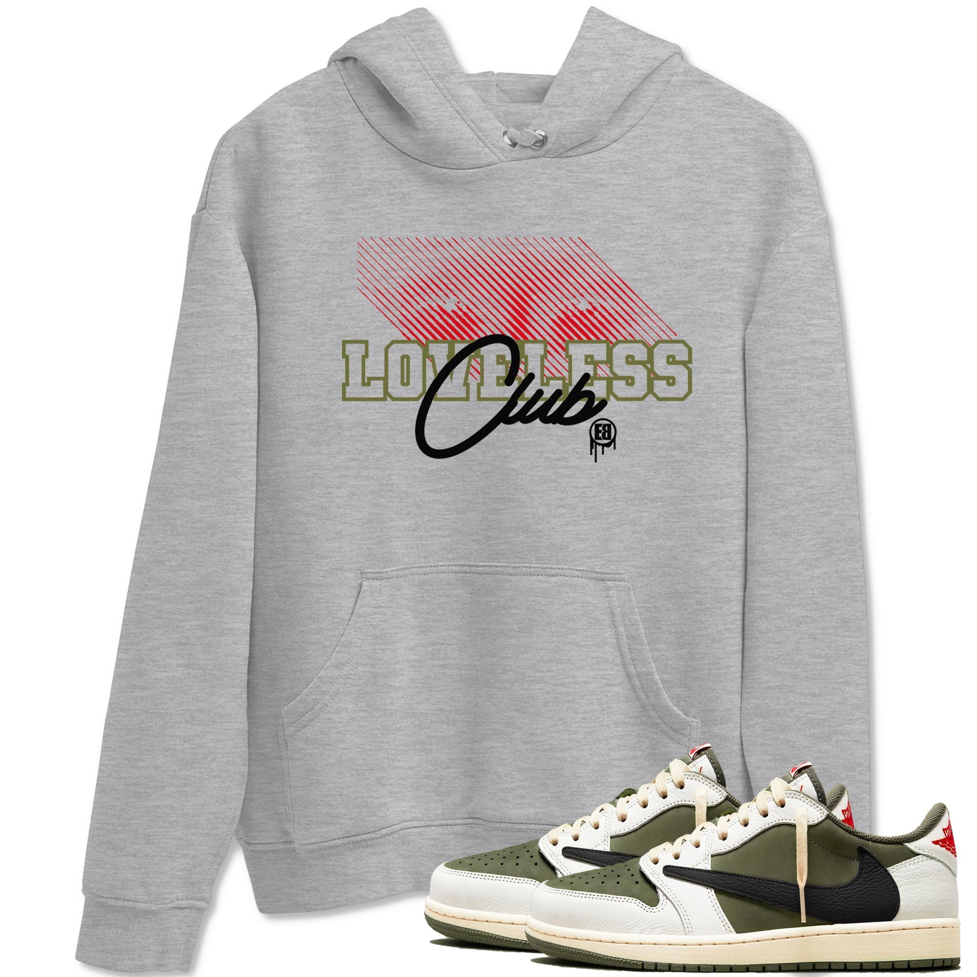 Loveless Club snkmatch Tees - Air Jordan 1 Travis Scott Medium Olive