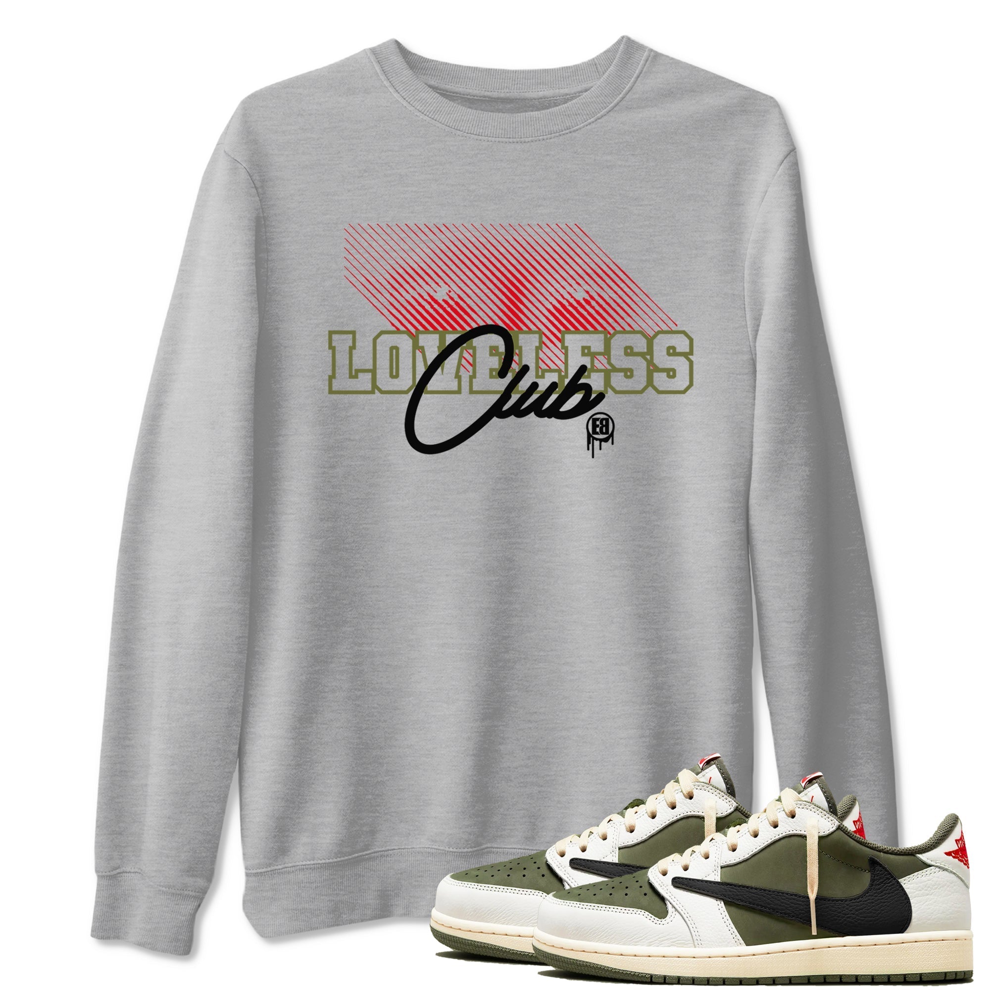 Loveless Club snkmatch Tees - Air Jordan 1 Travis Scott Medium Olive