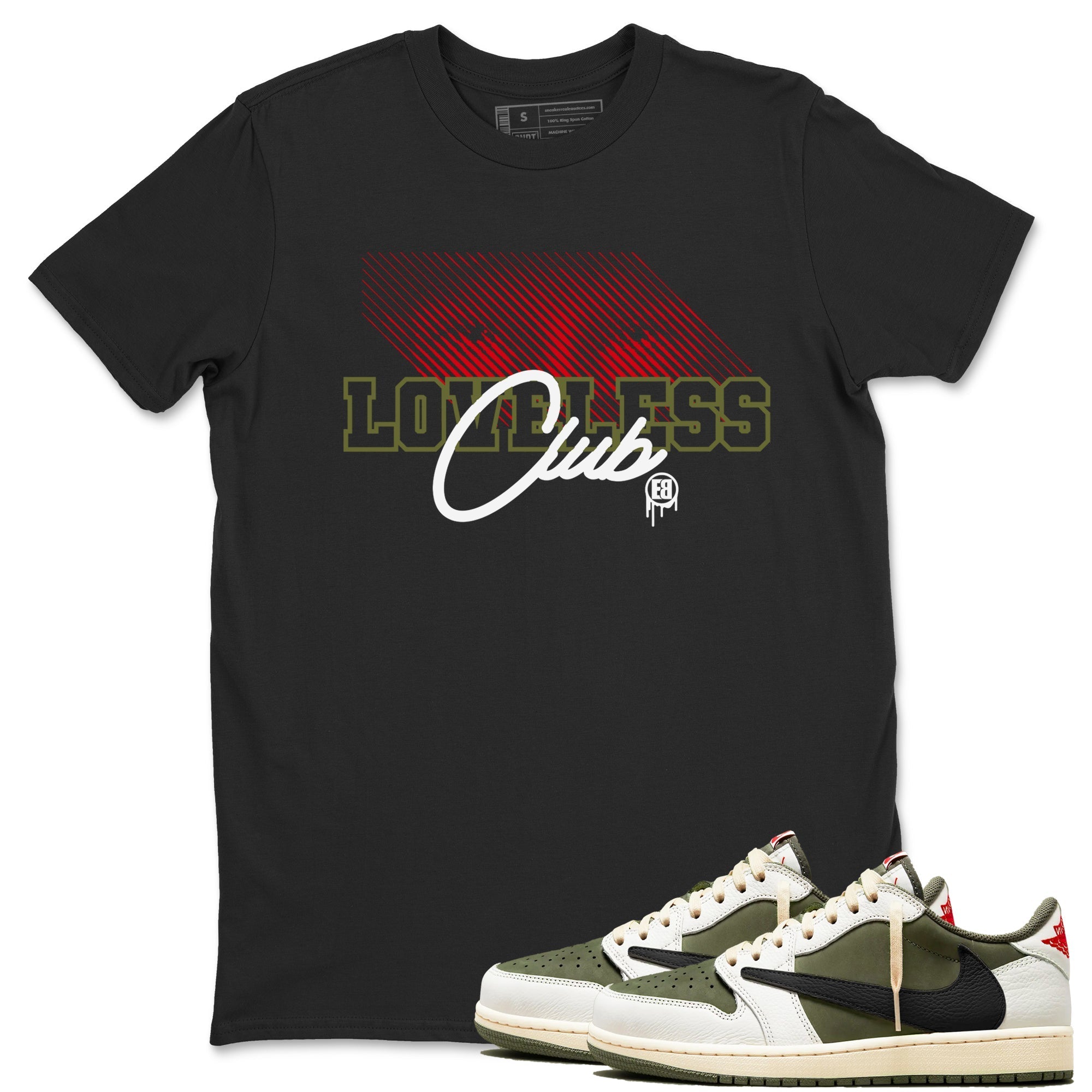 Loveless Club snkmatch Tees - Air Jordan 1 Travis Scott Medium Olive