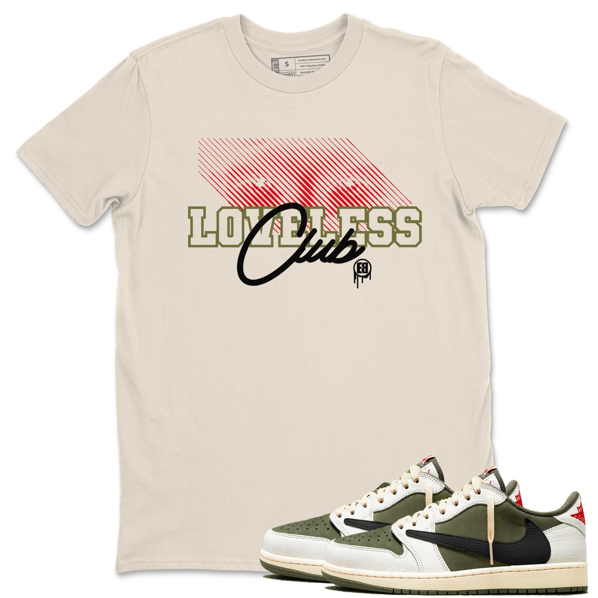Loveless Club snkmatch Tees - Air Jordan 1 Travis Scott Medium Olive