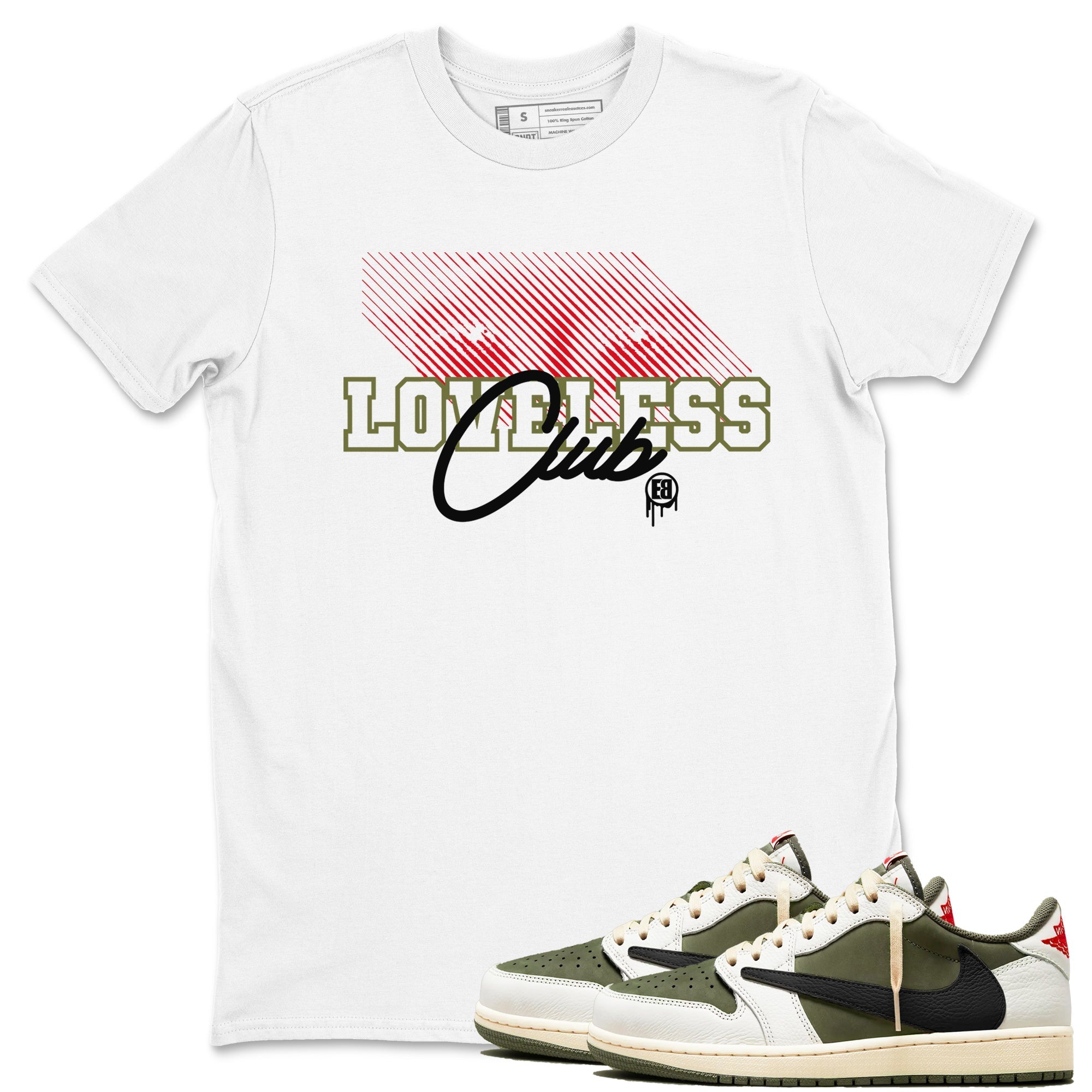 Loveless Club snkmatch Tees - Air Jordan 1 Travis Scott Medium Olive