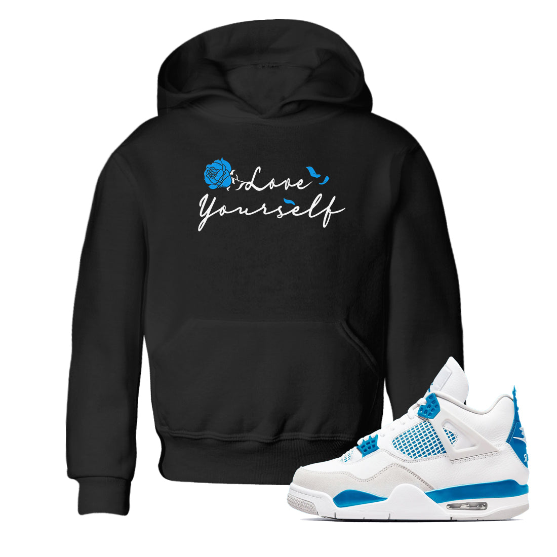 Love Yourself snkmatch Tees Kids - Air Jordan 4 Military Blue