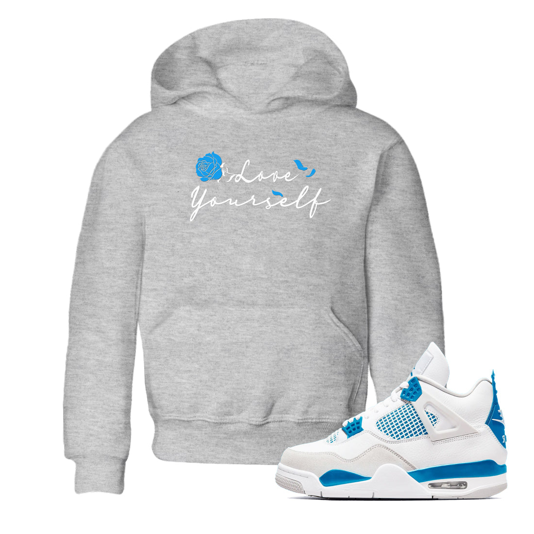 Love Yourself snkmatch Tees Kids - Air Jordan 4 Military Blue