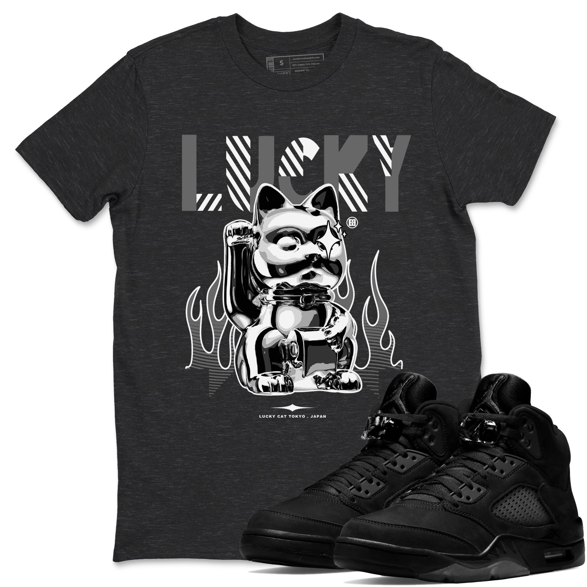 Lucky Cat snkmatch Tees - Air Jordan 5 Black Cat