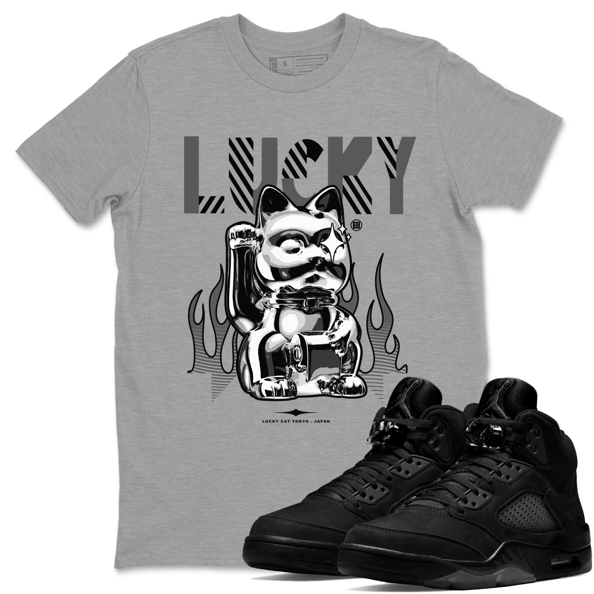 Lucky Cat snkmatch Tees - Air Jordan 5 Black Cat