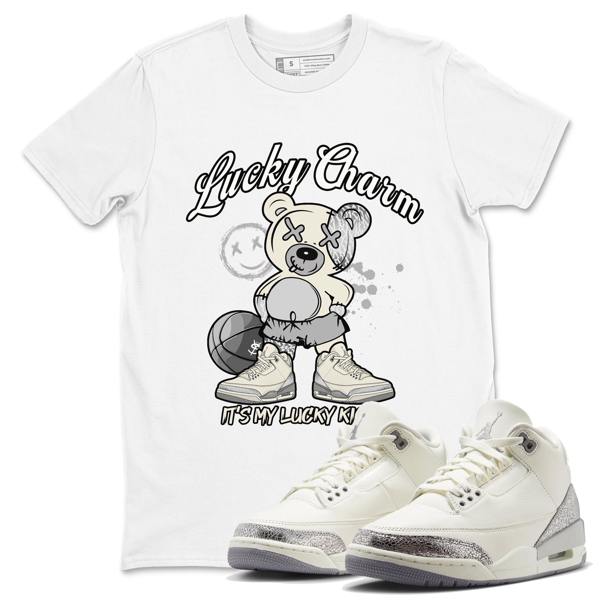 Lucky Charm snkmatch Tees - Air Jordan 3 Sail and Cement Grey