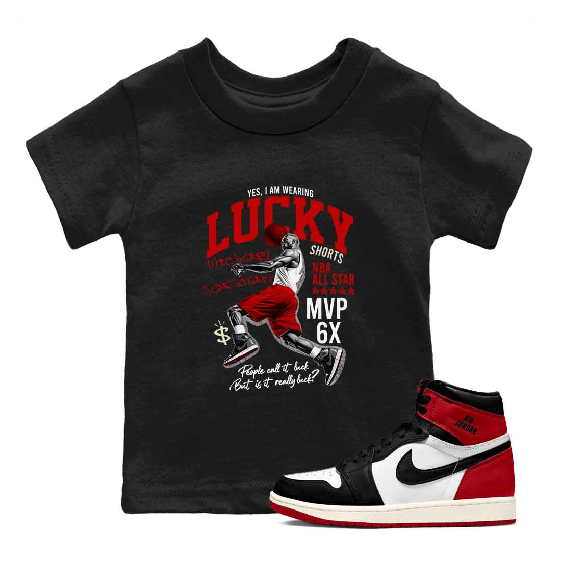 Lucky Player snkmatch Tees Kids - Air Jordan 1 Black Toe