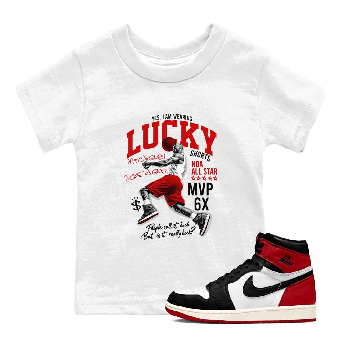 Lucky Player snkmatch Tees Kids - Air Jordan 1 Black Toe