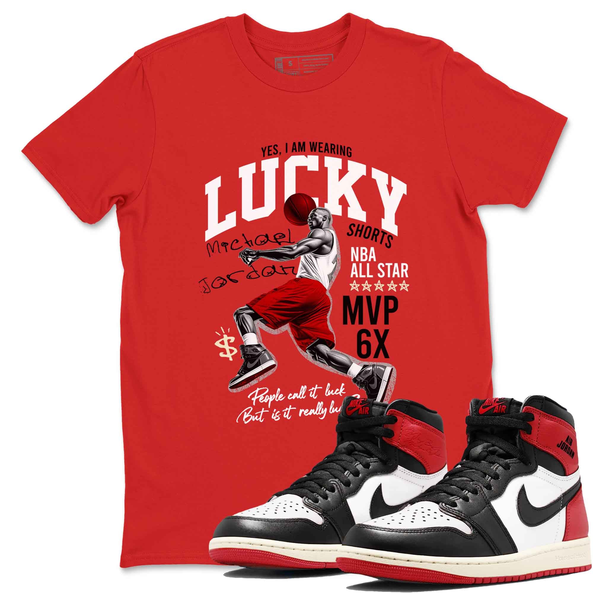 Lucky Player snkmatch Tees - Air Jordan 1 Black Toe
