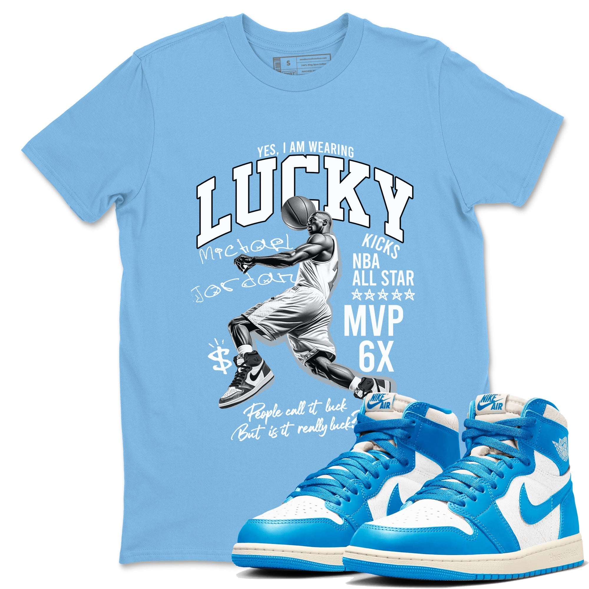 Lucky Player snkmatch Tees - Air Jordan 1 UNC Toe Reimagined