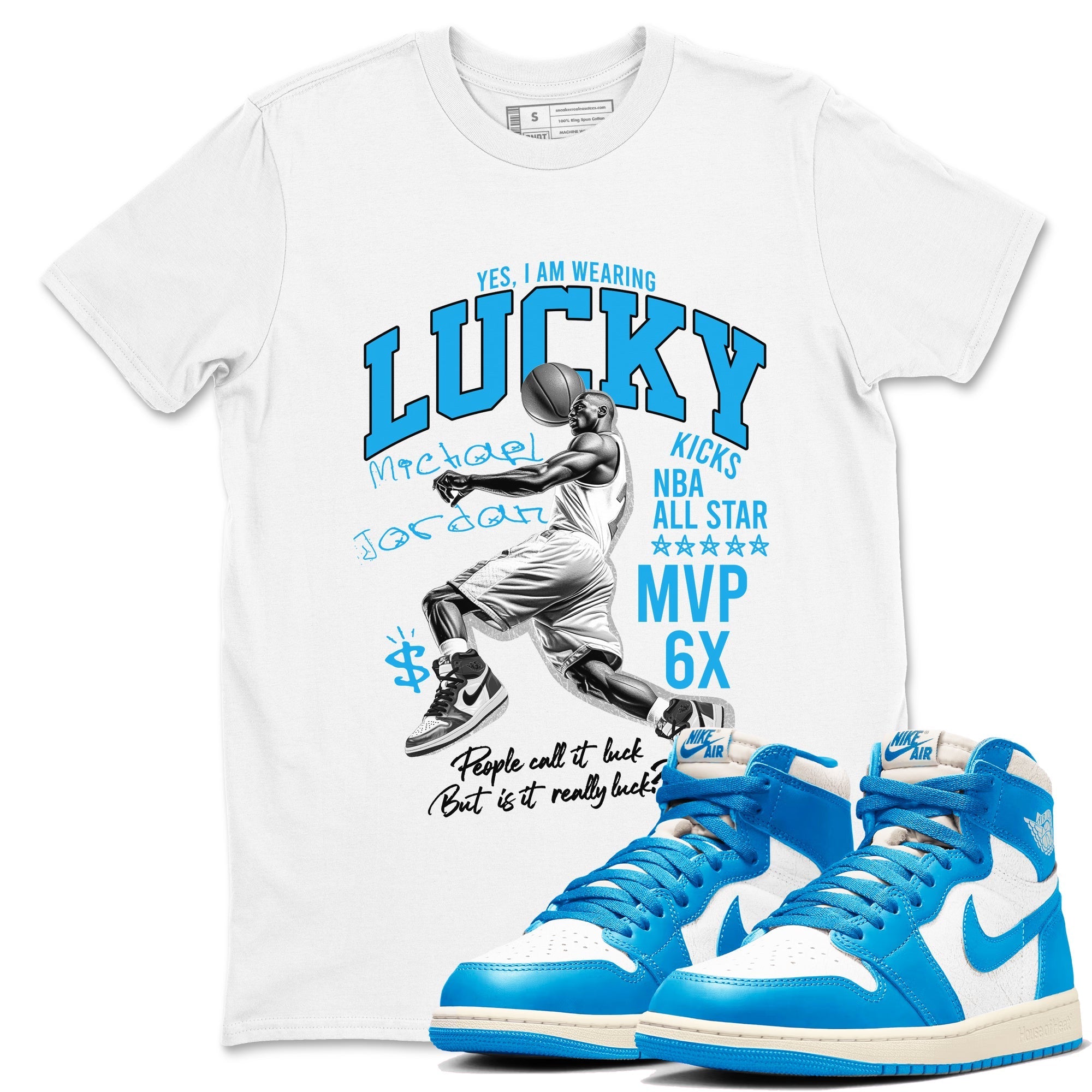 Lucky Player snkmatch Tees - Air Jordan 1 UNC Toe Reimagined