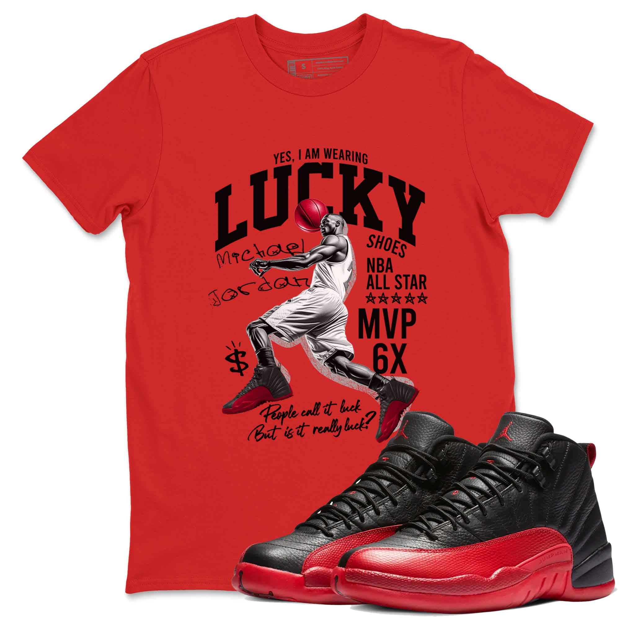 Lucky Player snkmatch Tees - Air Jordan 12 Flu Game