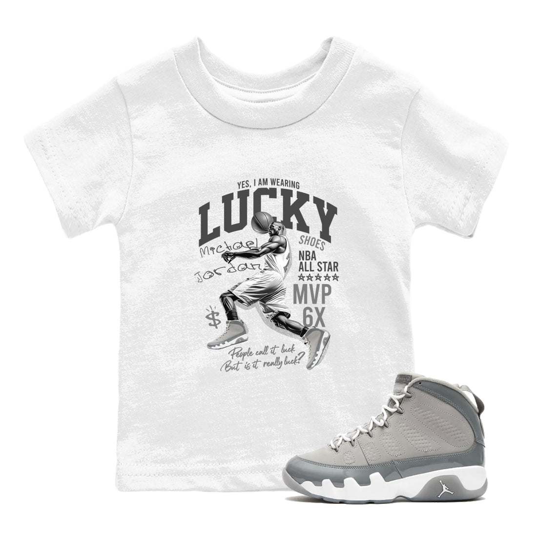 Lucky Player snkmatch Tees Kids - Air Jordan 9 Cool Grey