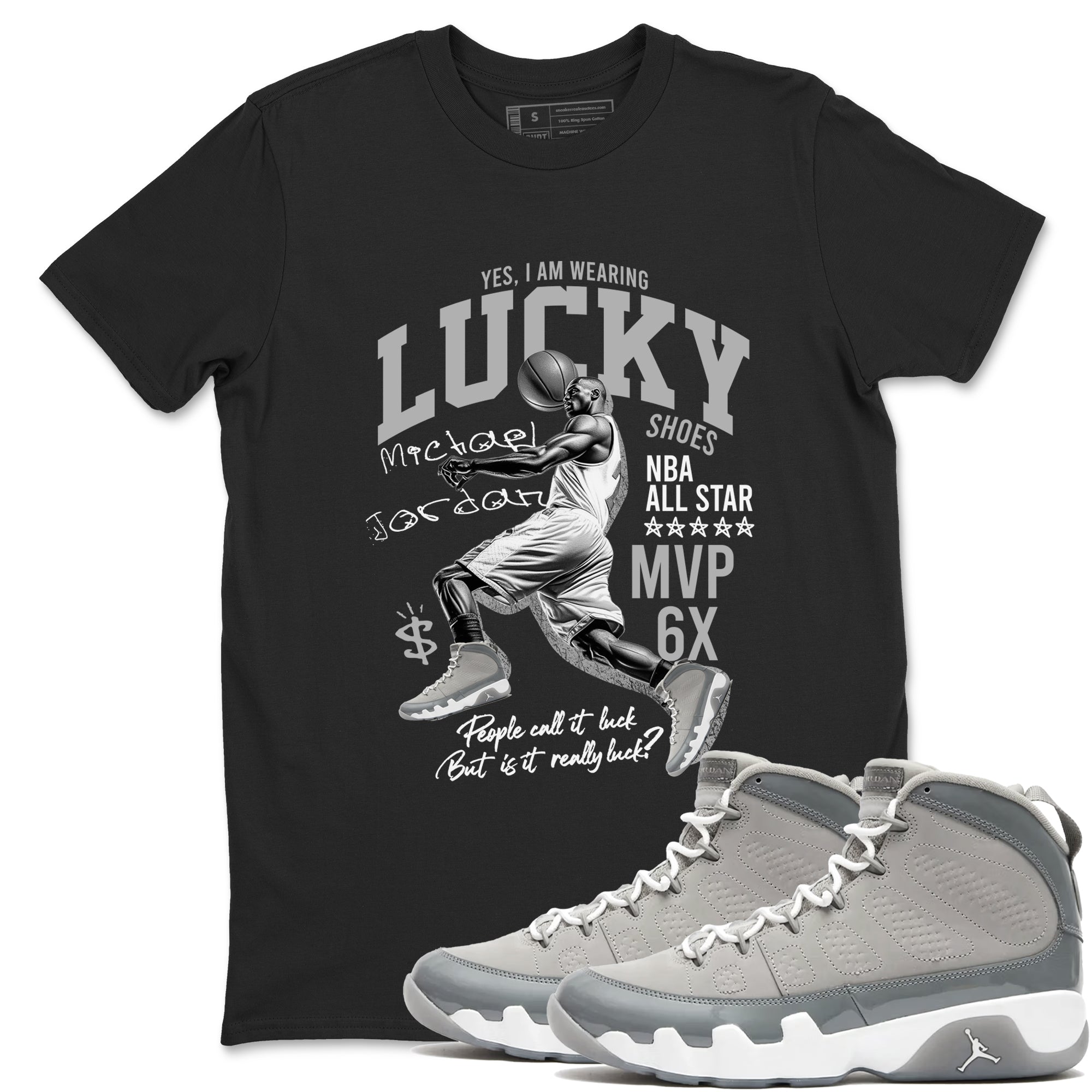Lucky Player snkmatch Tees - Air Jordan 9 Cool Grey
