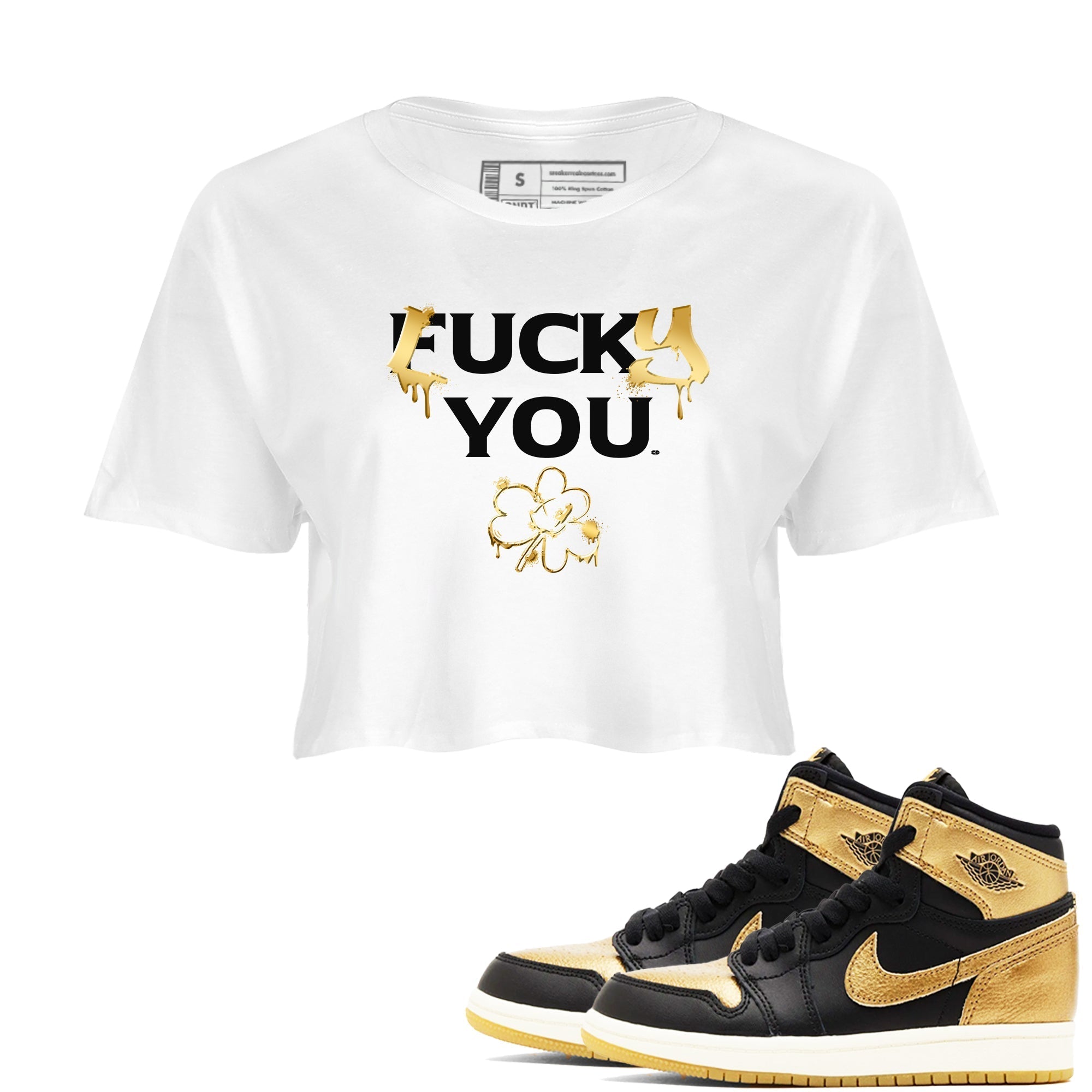 Lucky You snkmatch Women's Top - Air Jordan 1 Black Metallic Gold
