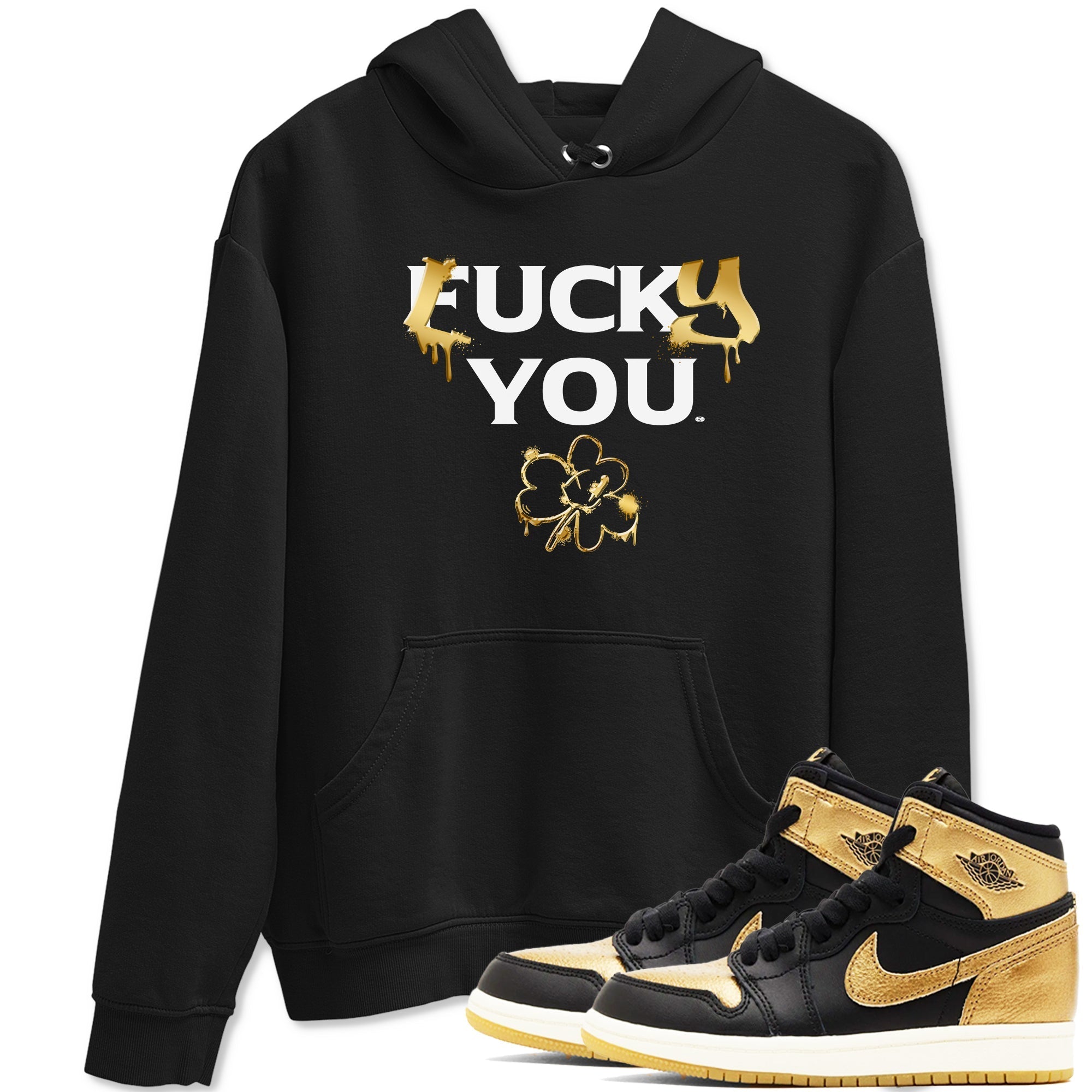 Lucky You snkmatch Tees - Air Jordan 1 Black Metallic Gold