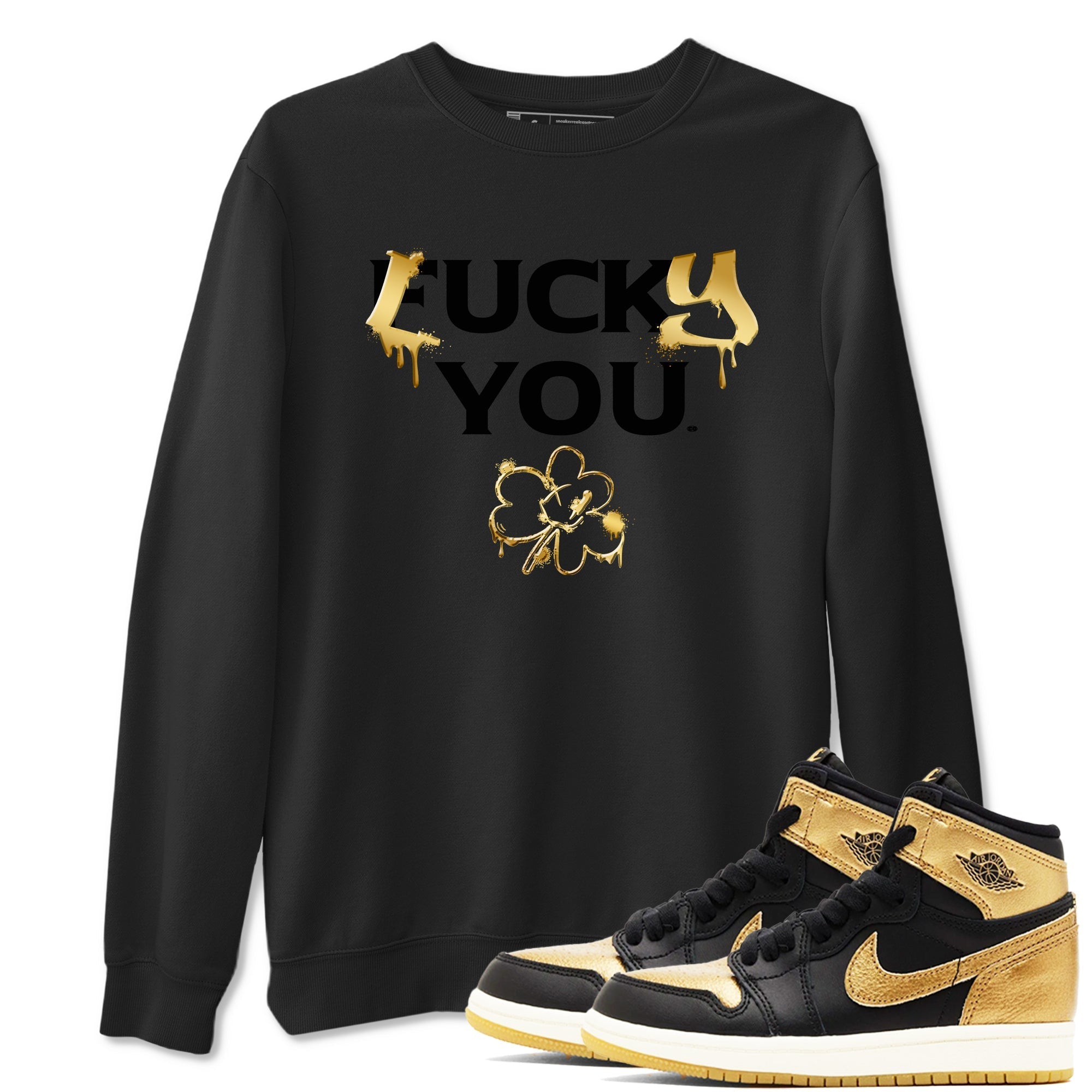 Lucky You snkmatch Tees - Air Jordan 1 Black Metallic Gold