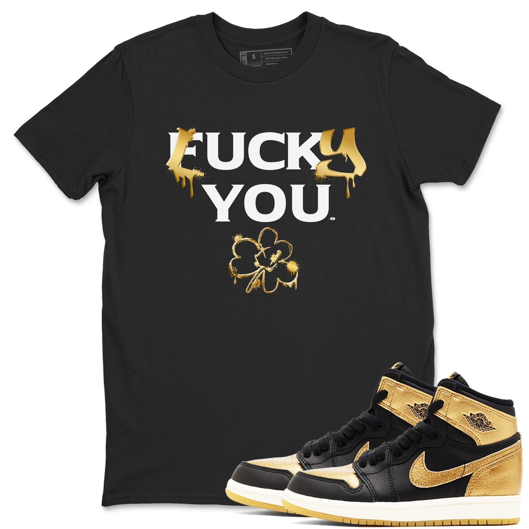 Lucky You snkmatch Tees - Air Jordan 1 Black Metallic Gold