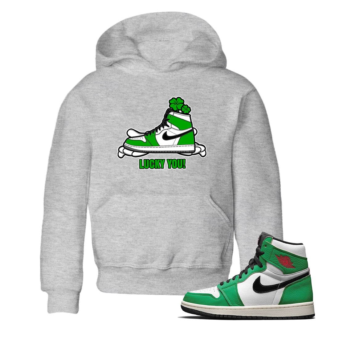 Lucky You snkmatch Tee Kids - Air Jordan 1 Lucky Green