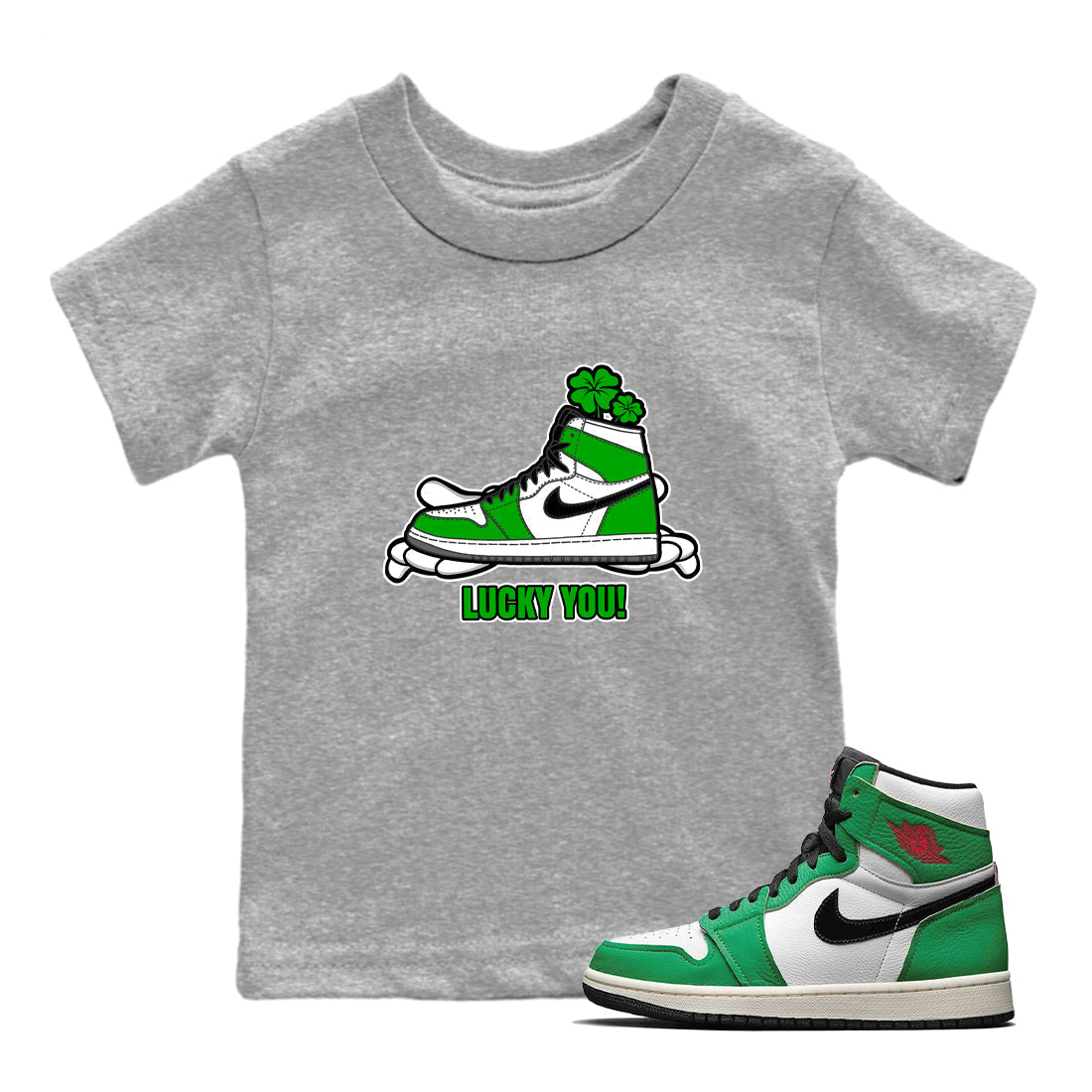 Lucky You snkmatch Tee Kids - Air Jordan 1 Lucky Green