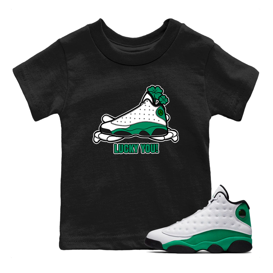 Lucky You snkmatch Tee Kids - Air Jordan 13 Lucky Green