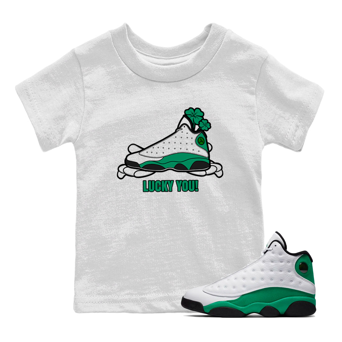 Lucky You snkmatch Tee Kids - Air Jordan 13 Lucky Green